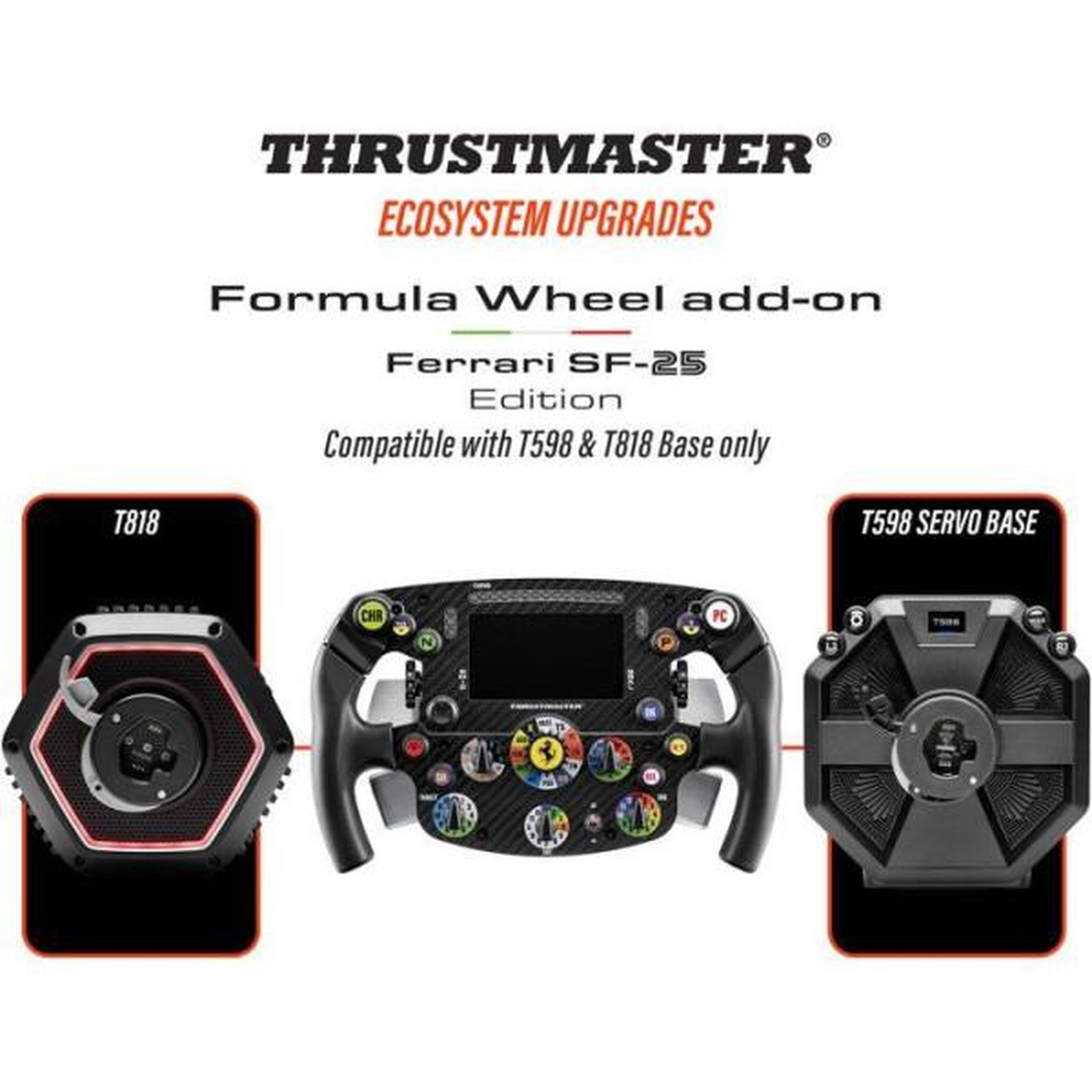 Voir la diapositive 4 : Thrustmaster Volant de course - thrustmaster - ferrari sf-25 edition - add-on compatible bases t598 et t818 - noir