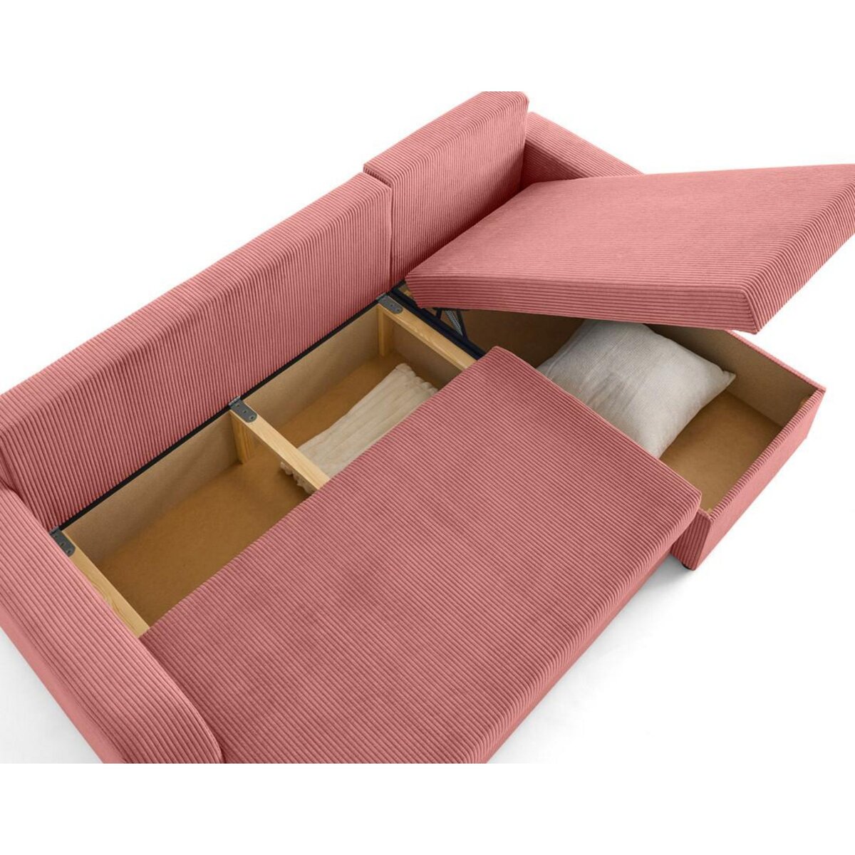 BEST MOBILIER Valos - canapé d'angle réversible - 4 places - convertible avec coffres - en velours côtelé