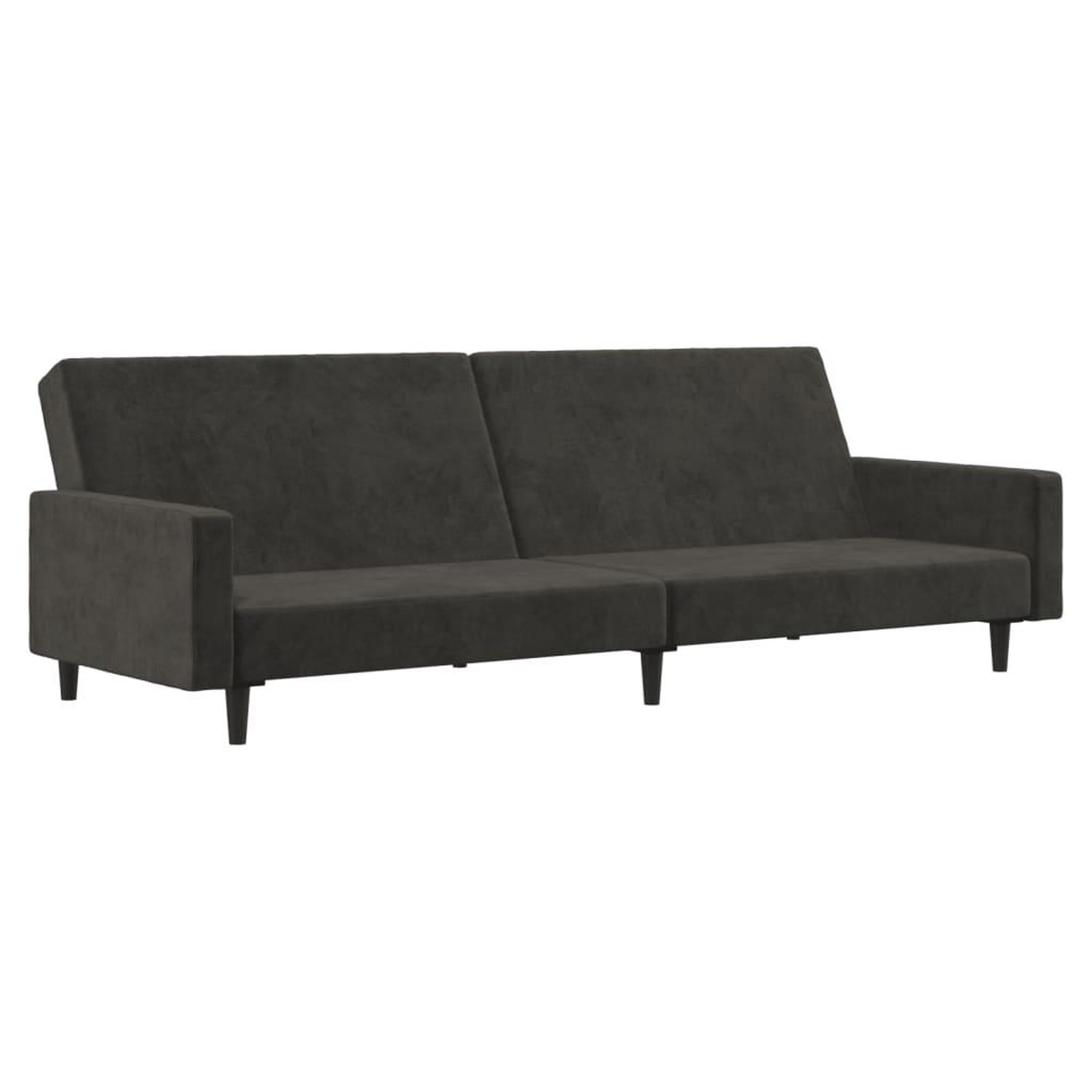 Voir la diapositive 2 : VIDAXL Canape-lit a 2 places gris fonce velours