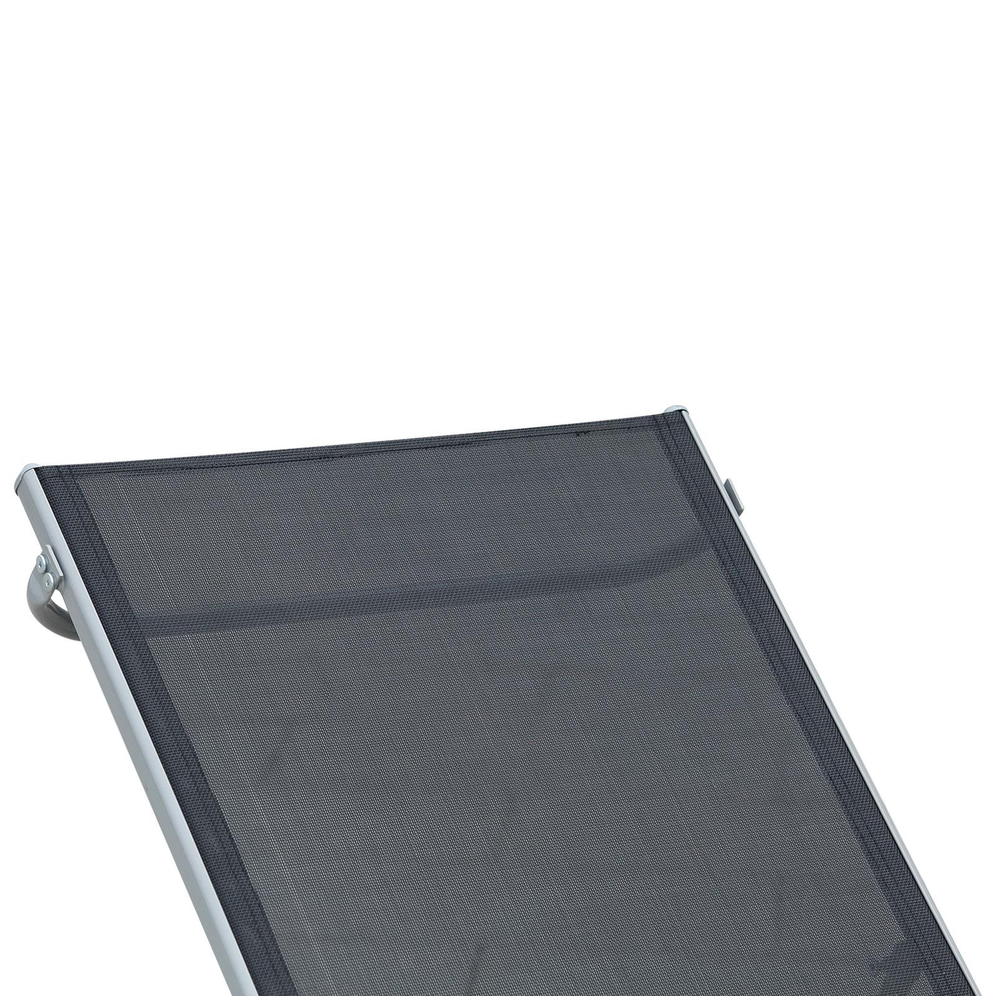Voir la diapositive 5 : OUTSUNNY Bain de soleil transat - chaise longue - design contemporain - dossier inclinable multi-positions - métal époxy textilène noir - dim. 170 x 58 x 97 cm