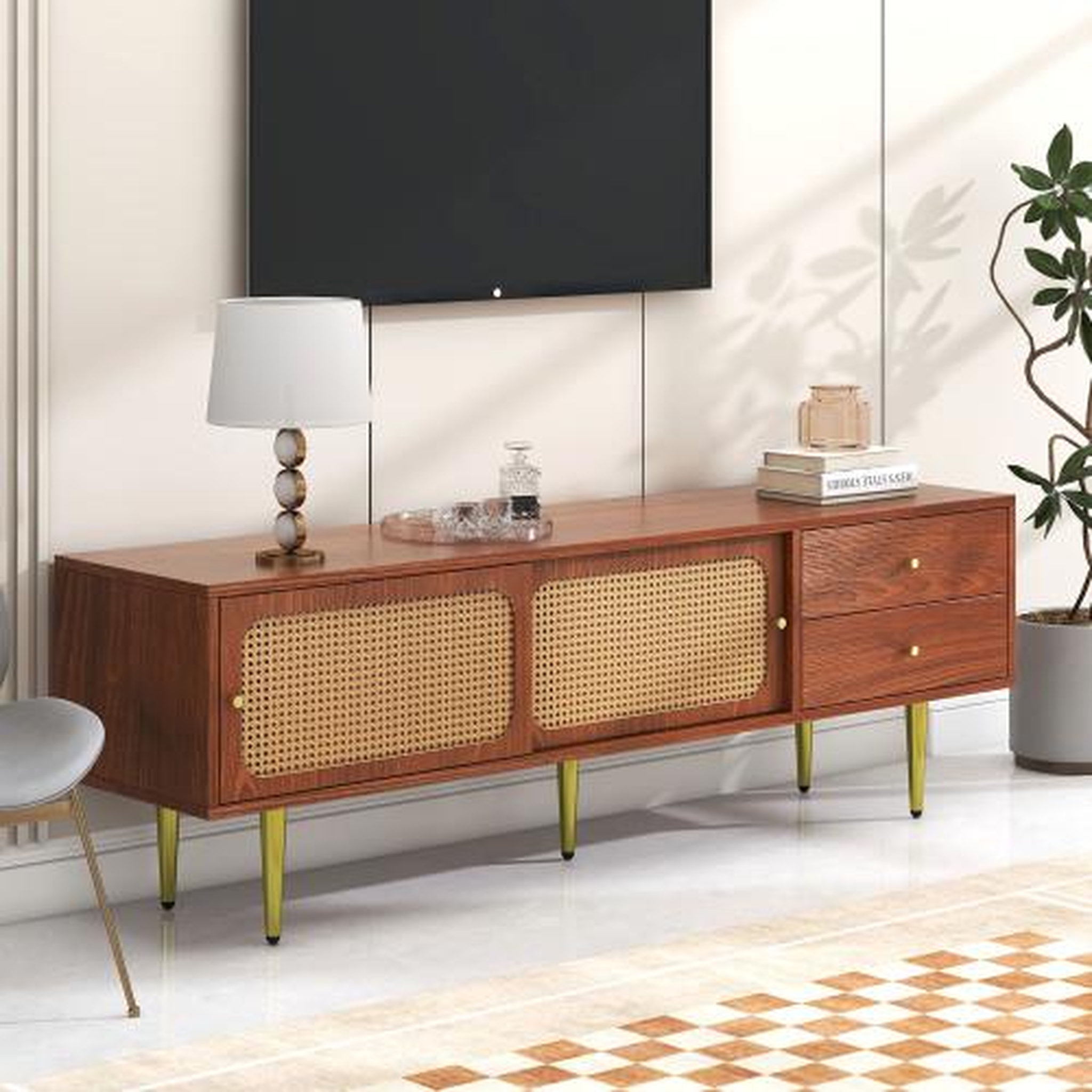 Voir la diapositive 4 : MERAX Meuble tv noyer 160 cm mdf