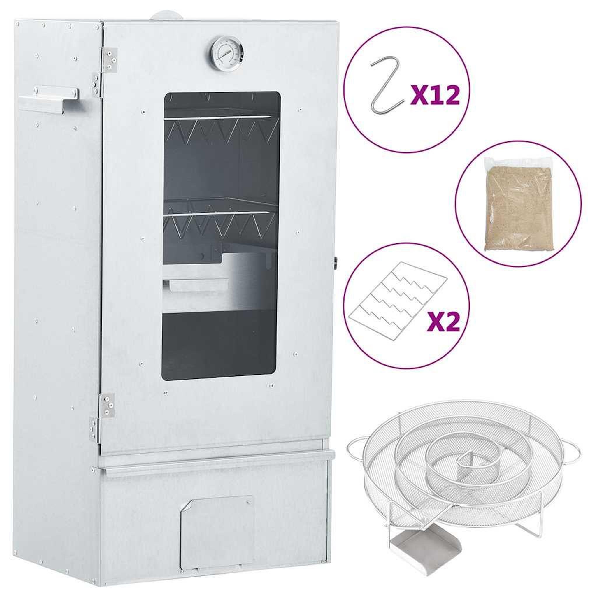 VIDAXL Fumoir a four a BBQ generateur de fumee froide acier galvanise