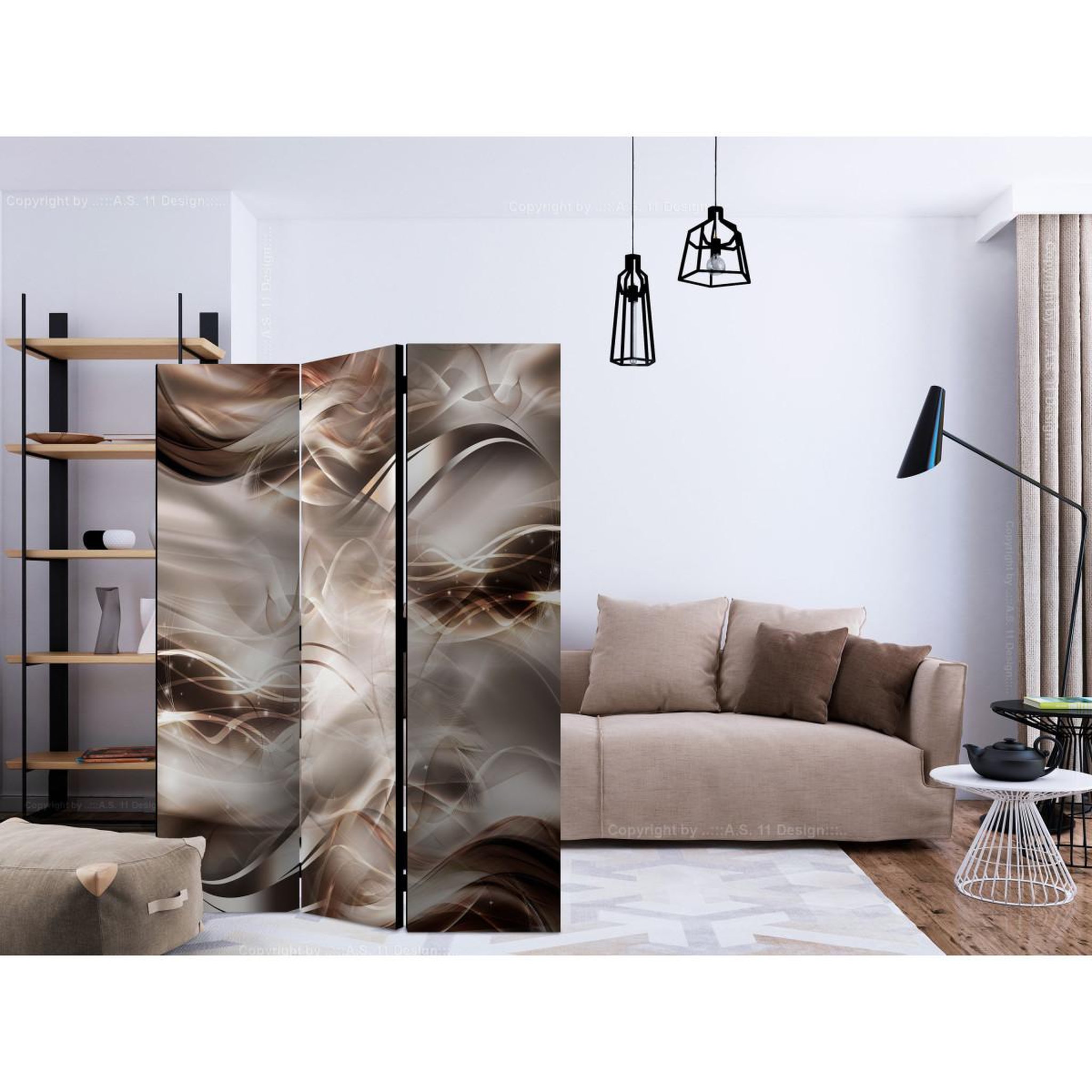 Voir la diapositive 2 : Paris Prix Paravent 3 volets  umber waves  135x172cm