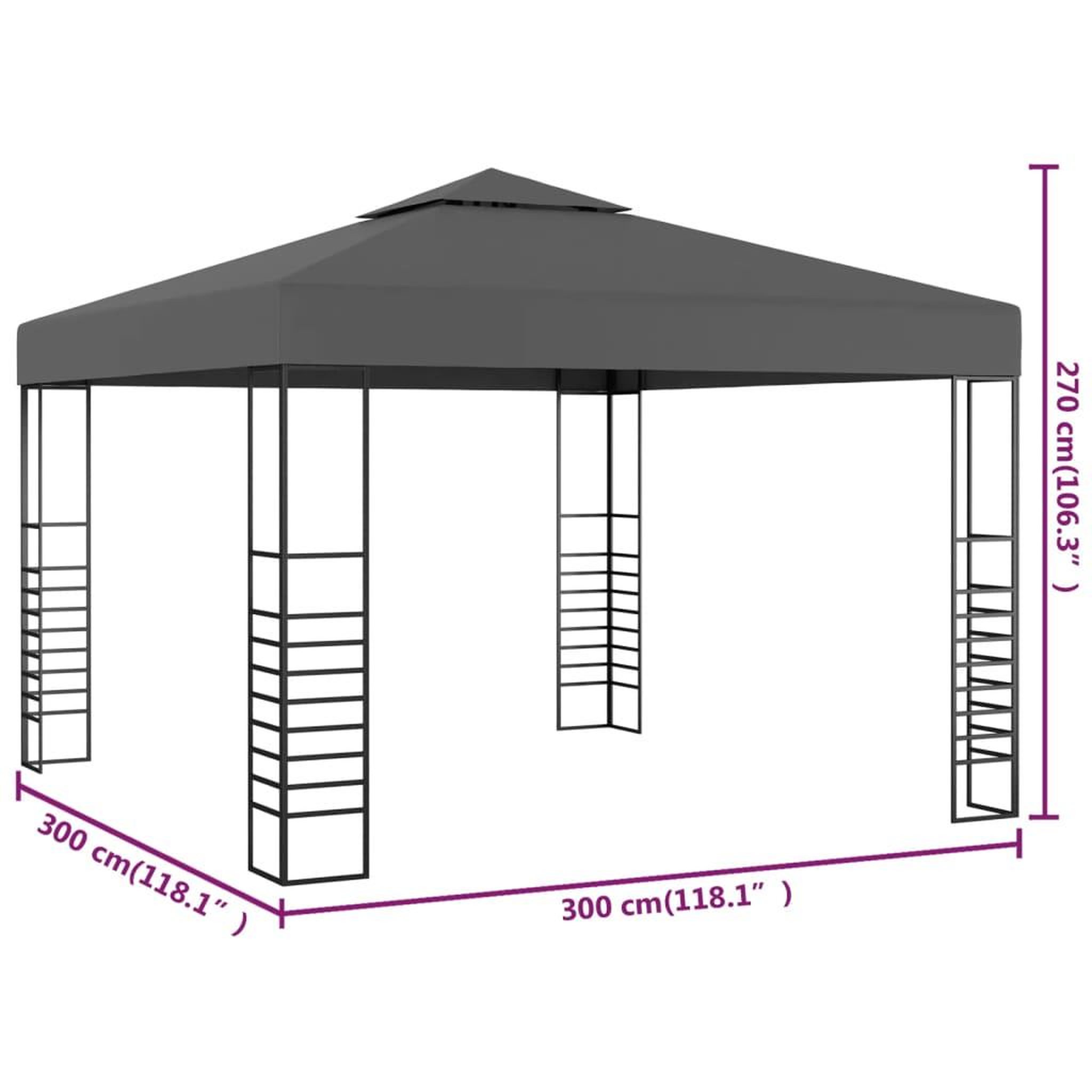 Voir la diapositive 5 : VIDAXL Tonnelle de jardin 3 x 3 m Anthracite