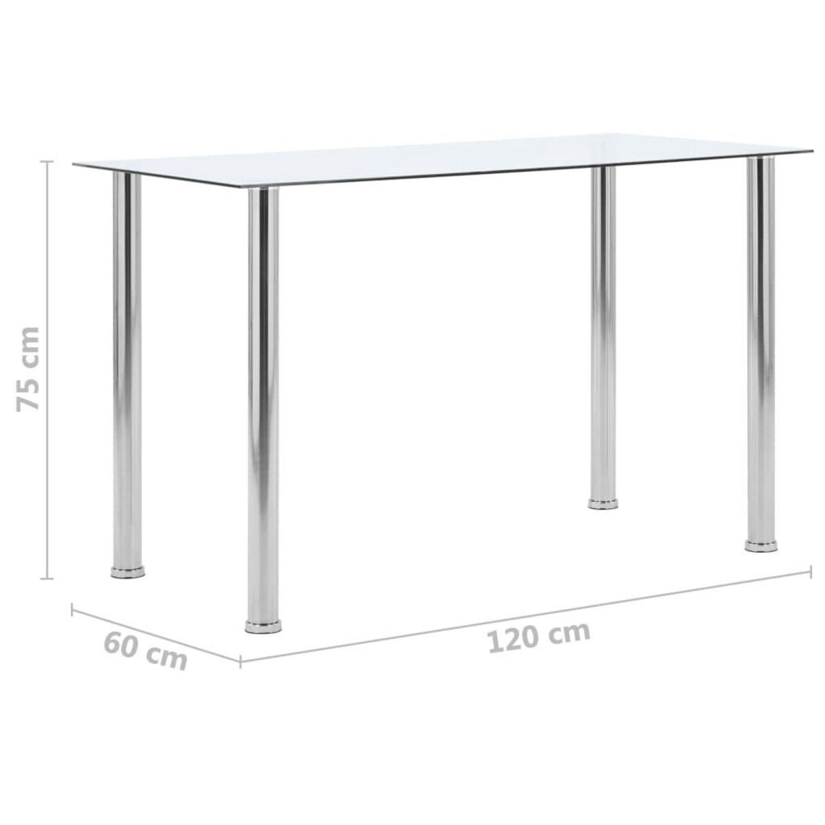 VIDAXL Table a manger Transparent 120x60x75 cm Verre trempe