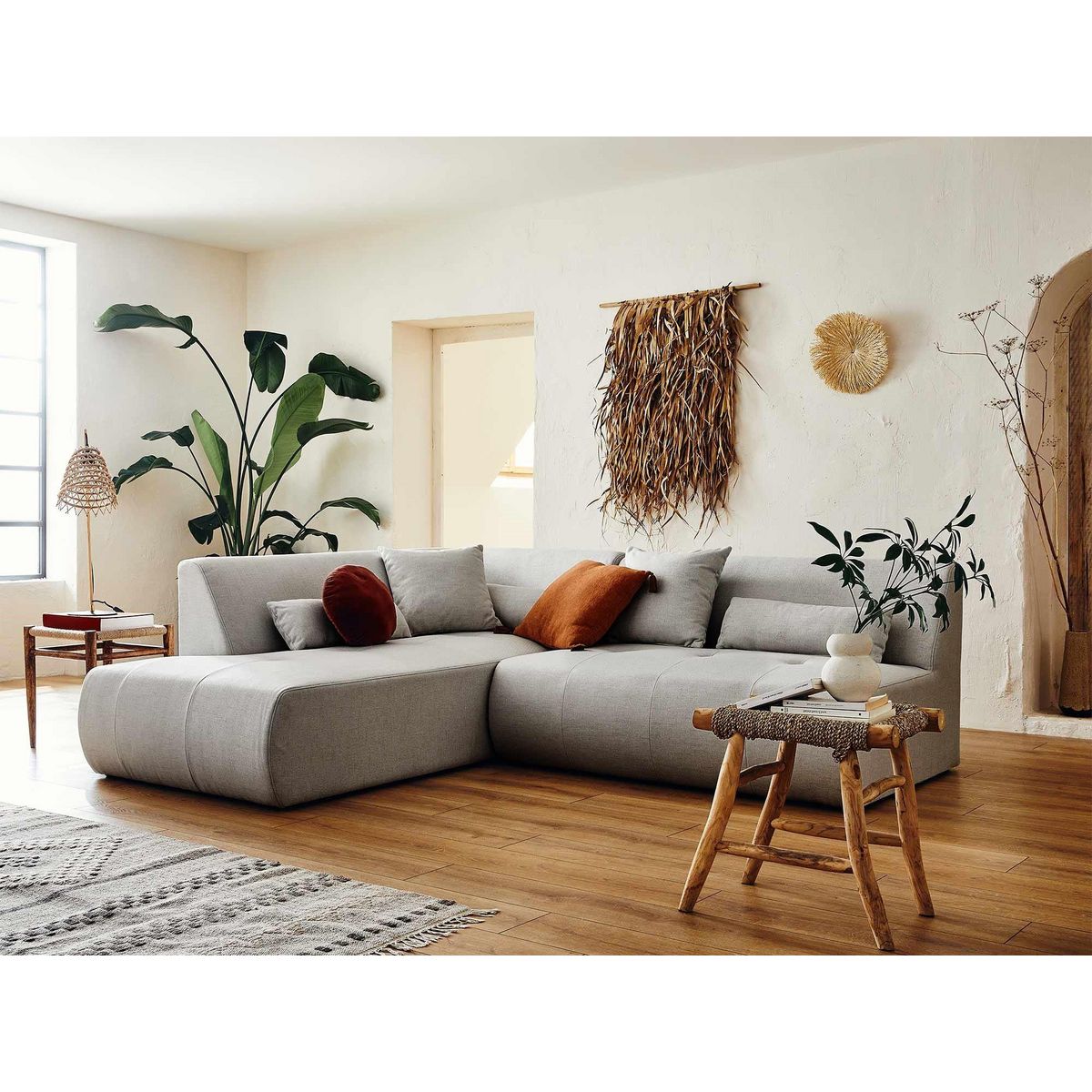 LISA DESIGN Onyx - canapé modulable d'angle gauche 5 places - en tissu