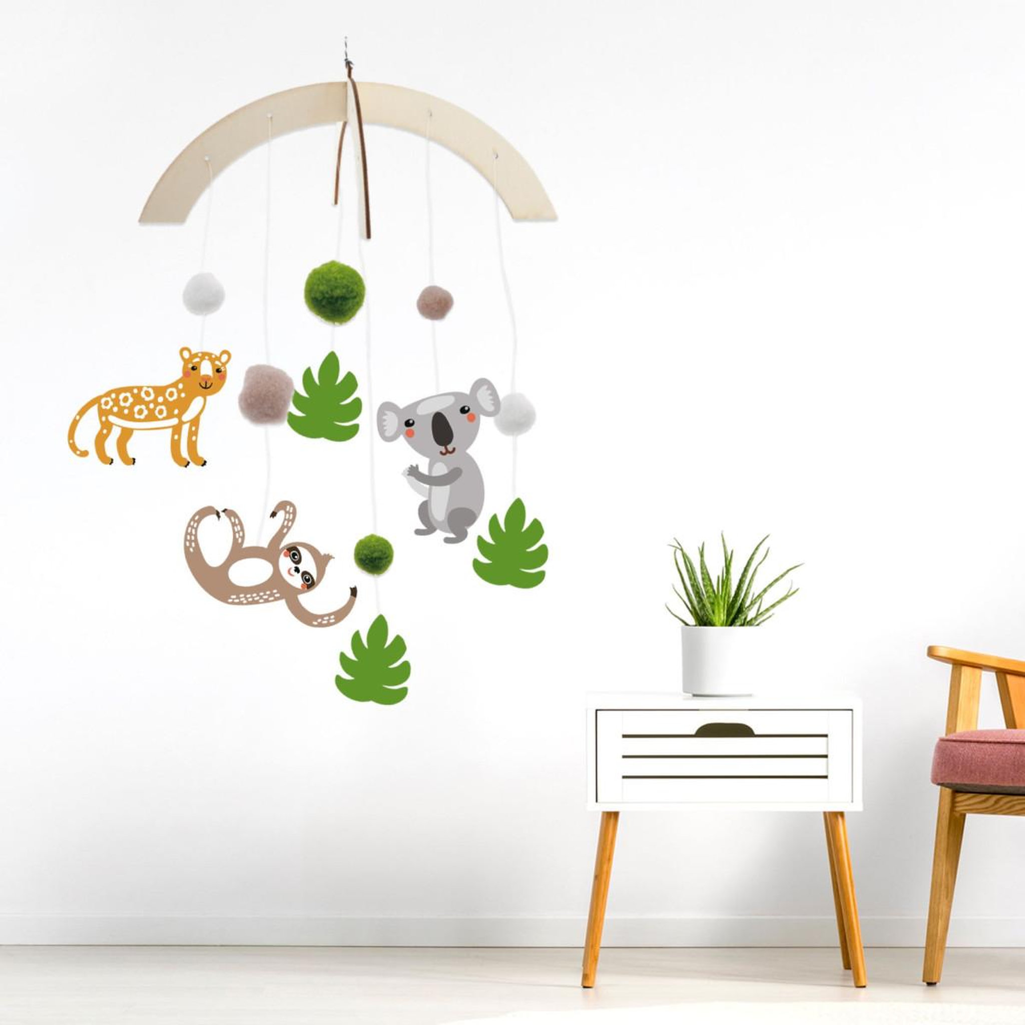 Voir la diapositive 3 : HOMEA Kit Mobile Enfant Bois  Hello Jungle  27cm Naturel