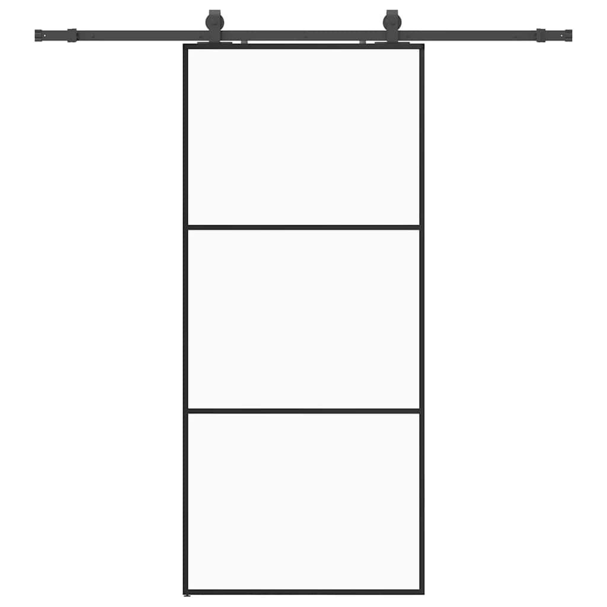 Voir la diapositive 2 : VIDAXL Porte coulissante kit de quincaillerie noir 90x205 cm verre ESG