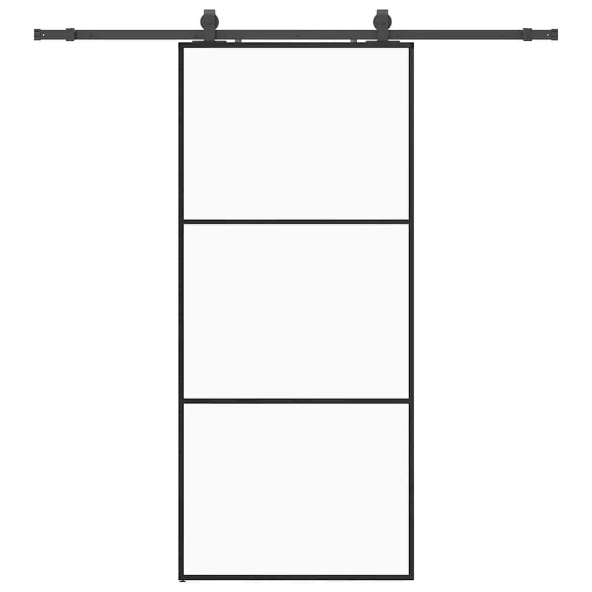 VIDAXL Porte coulissante kit de quincaillerie noir 90x205 cm verre ESG