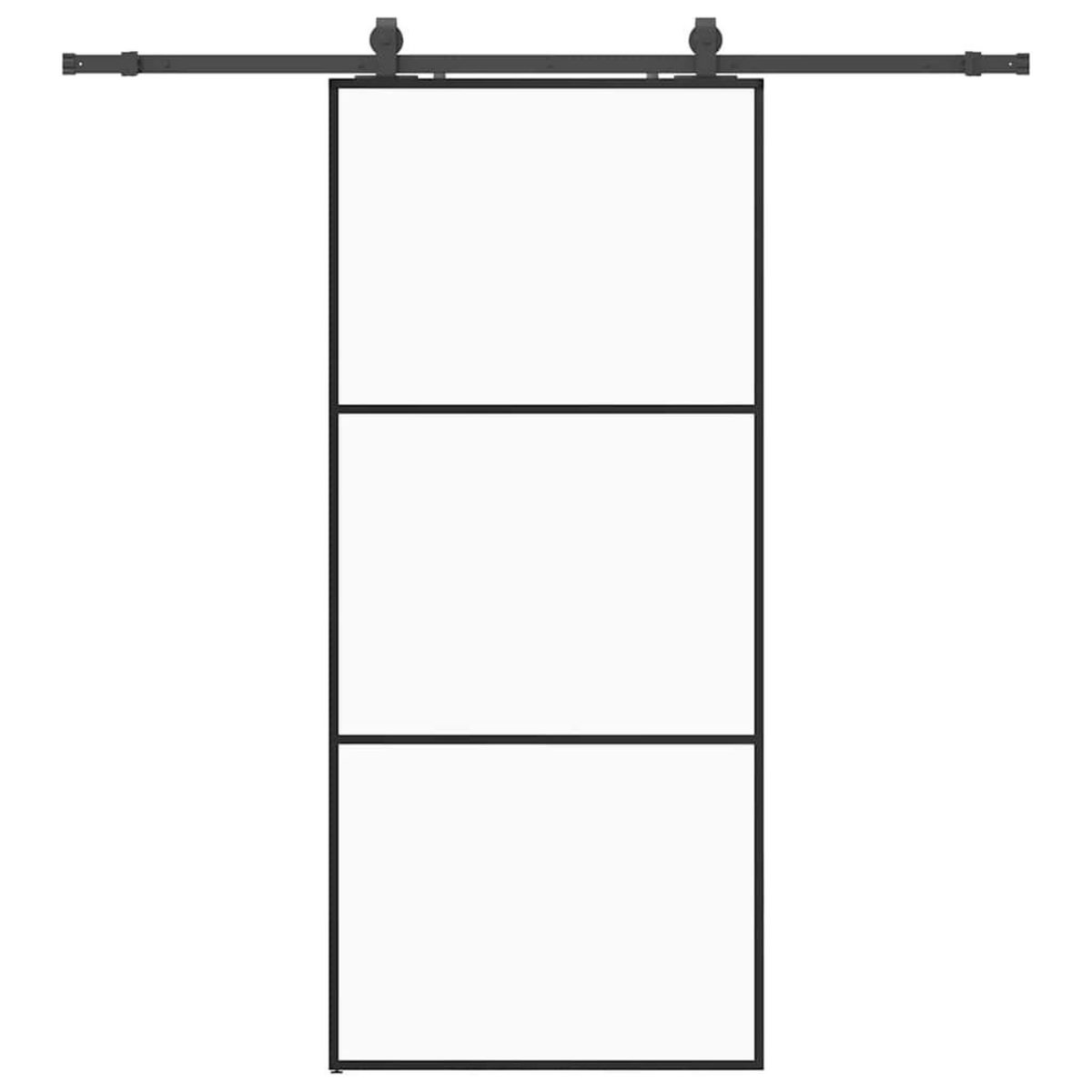 VIDAXL Porte coulissante kit de quincaillerie noir 90x205 cm verre ESG