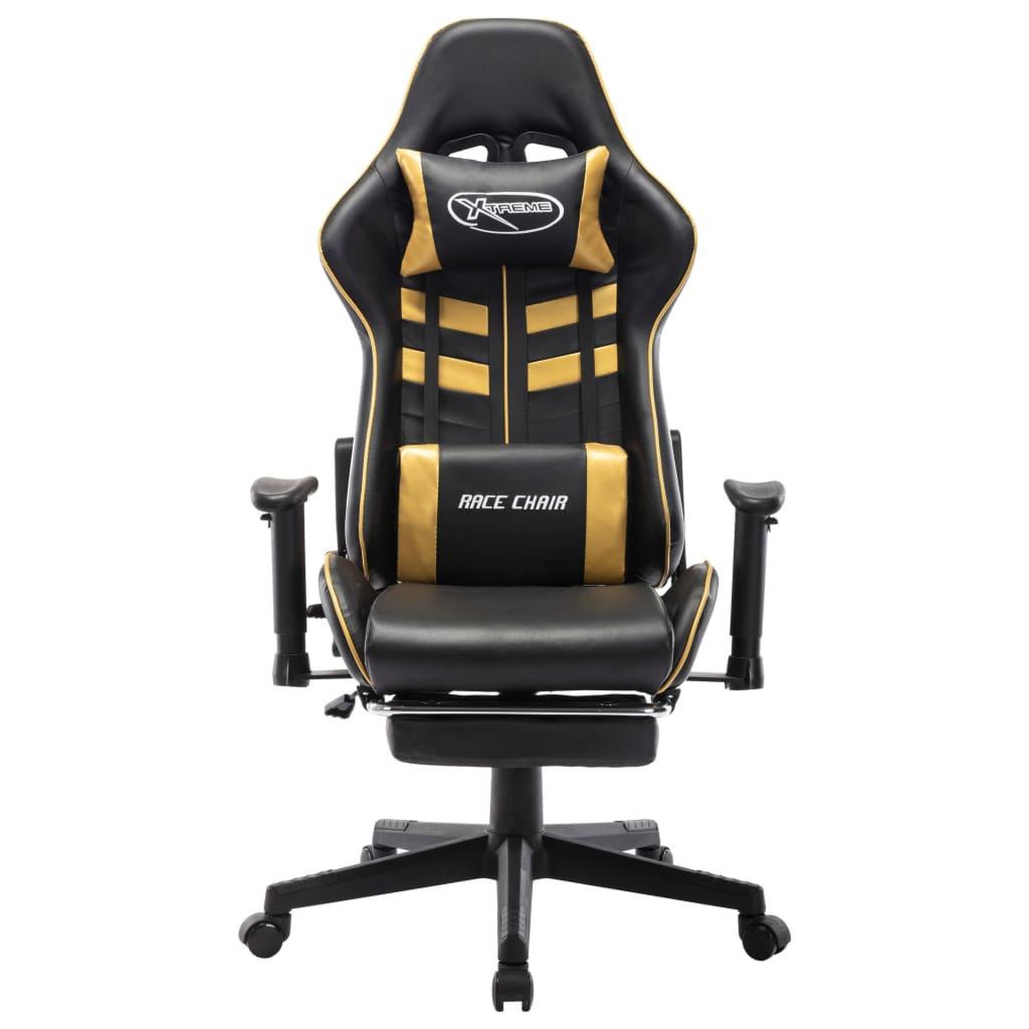 Voir la diapositive 2 : VIDAXL Chaise de jeu avec repose-pied Noir et dore Cuir artificiel