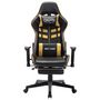 Voir la diapositive 2 : VIDAXL Chaise de jeu avec repose-pied Noir et dore Cuir artificiel