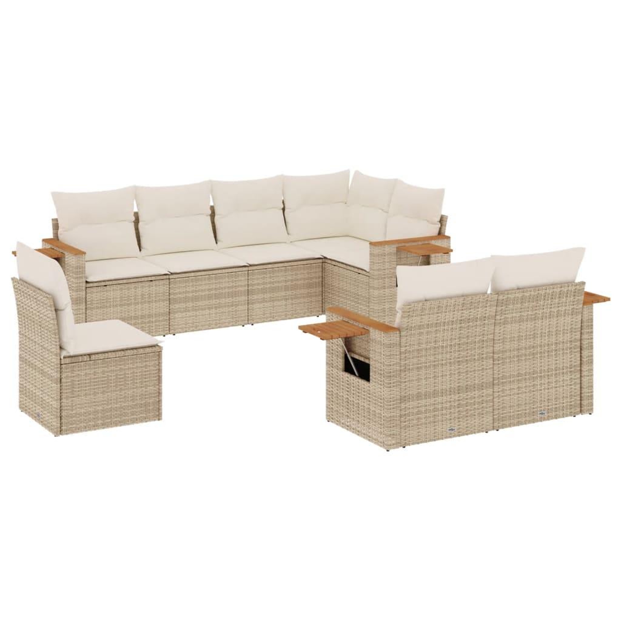 Voir la diapositive 2 : VIDAXL Salon de jardin avec coussins 8 pcs beige resine tressee