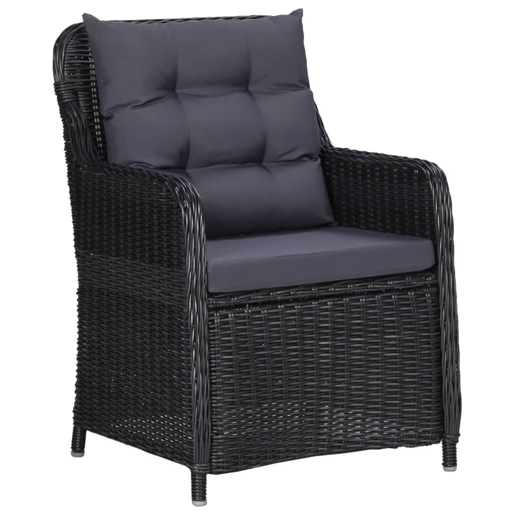 Voir la diapositive 2 : VIDAXL Chaises de jardin lot de 2 avec coussins Resine tressee Noir