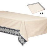 ATMOSPHERA Nappe & 6 Serviettes de Table  Inuits Dreams  150x250cm Ivoire