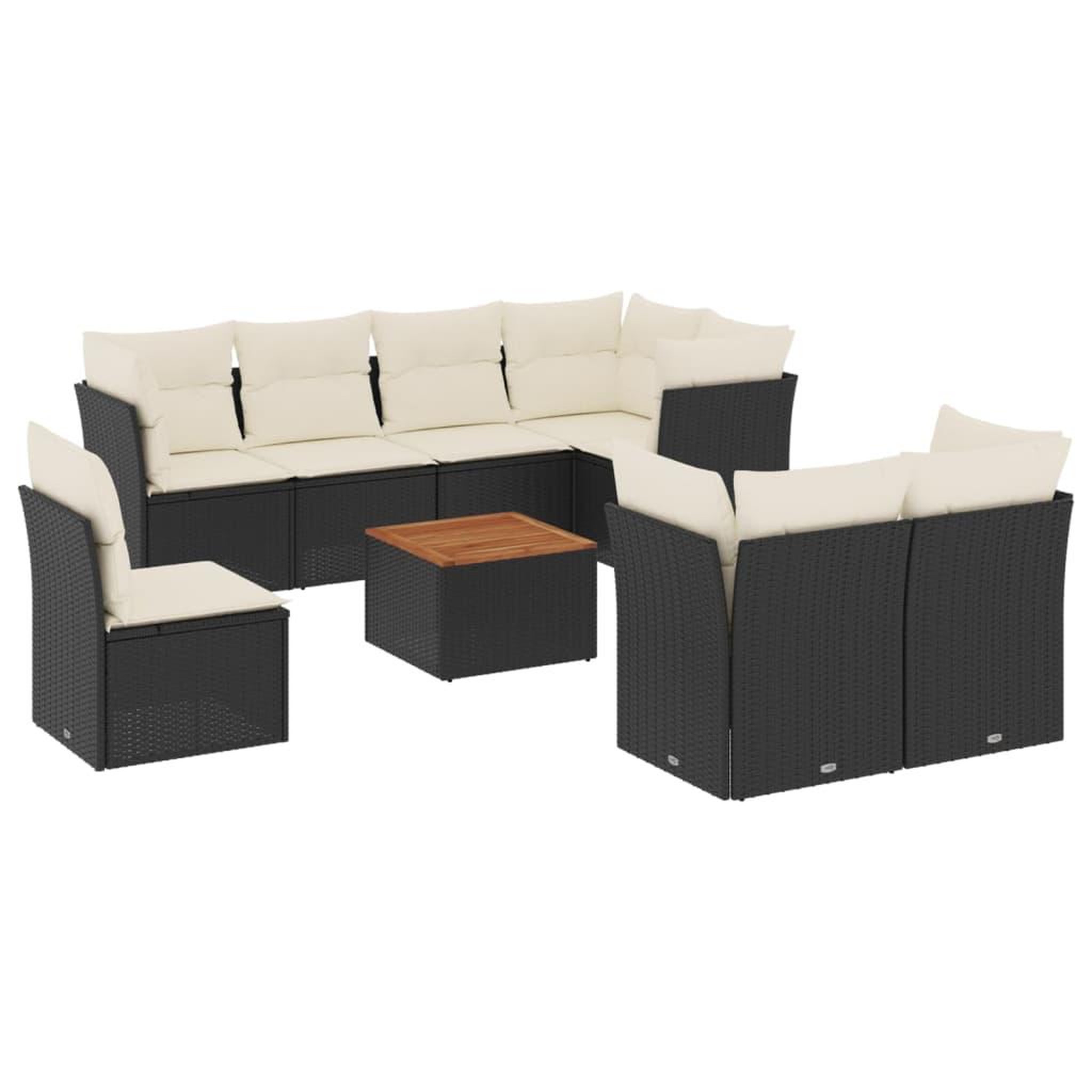 Voir la diapositive 2 : VIDAXL Salon de jardin 9 pcs avec coussins noir resine tressee