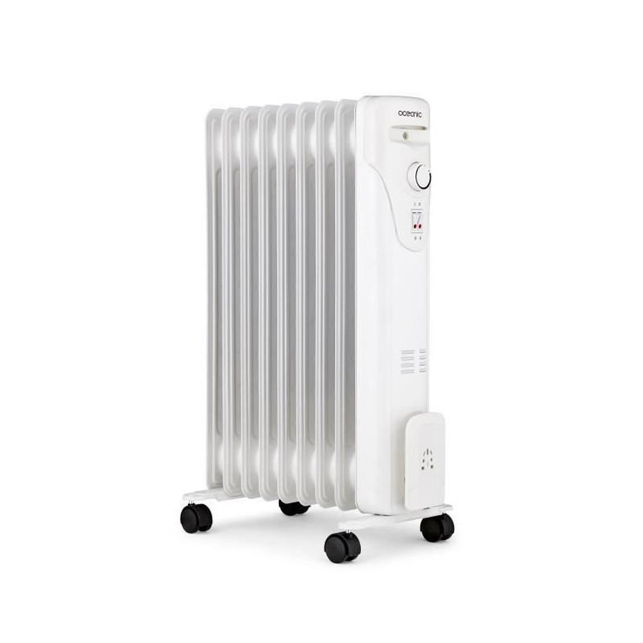 OCEANIC Radiateur bain d'huile électrique - 2000 Watts - OCEANIC - 3 puissances - 9 éléments - Mobile - Blanc