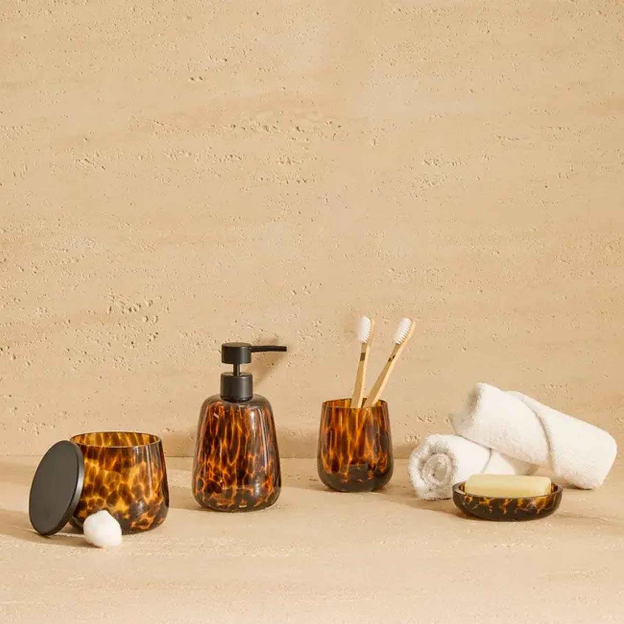 Voir la diapositive 2 : FIVE Porte-savon en verre  dotty  11cm marron