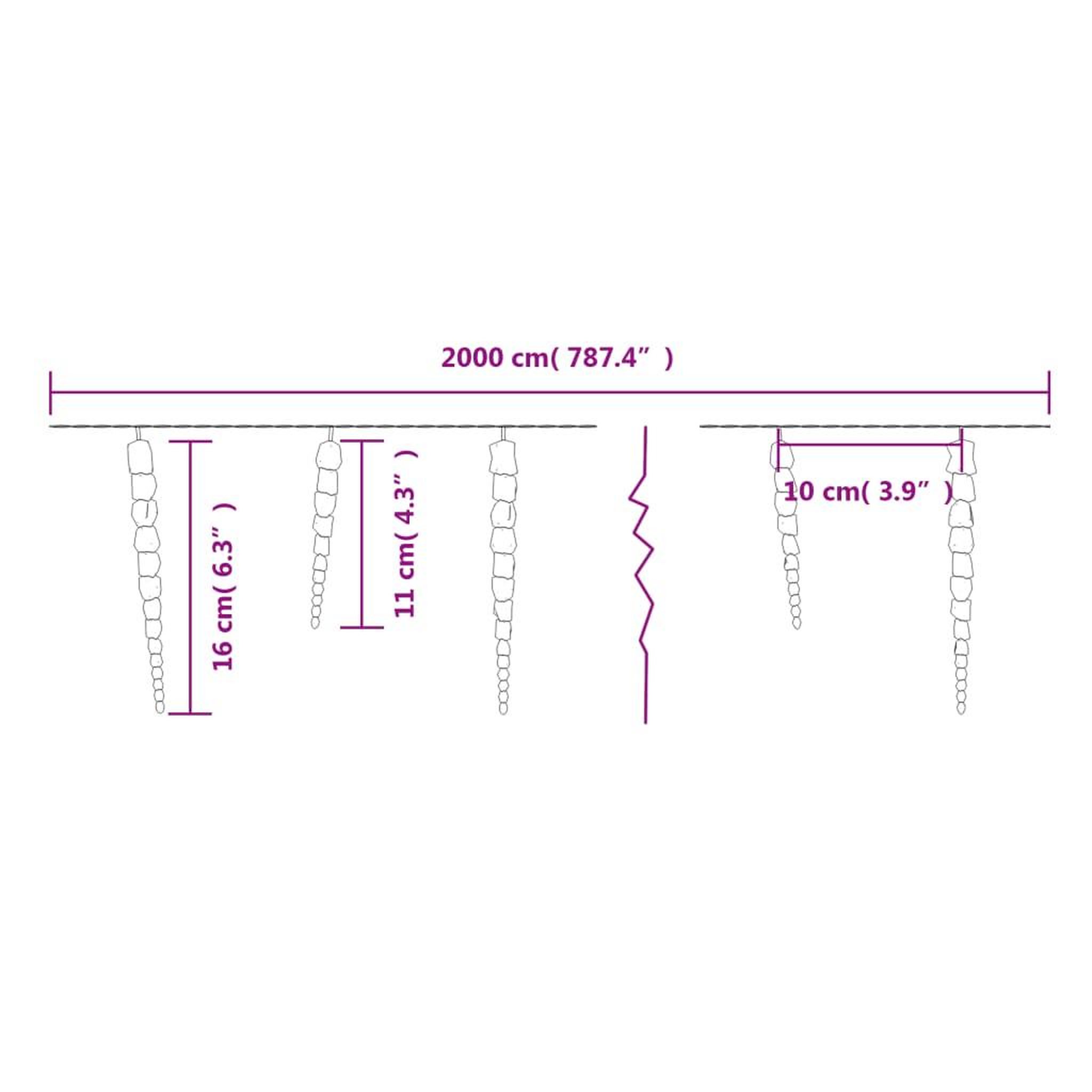 Voir la diapositive 6 : VIDAXL Guirlande lumineuse a glaçons Noël 200 LED blanc acrylique PVC