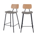 Rendez vous déco Lot de 2 chaises pour îlot central 65 cm en cuir synthétique gris-Madrague