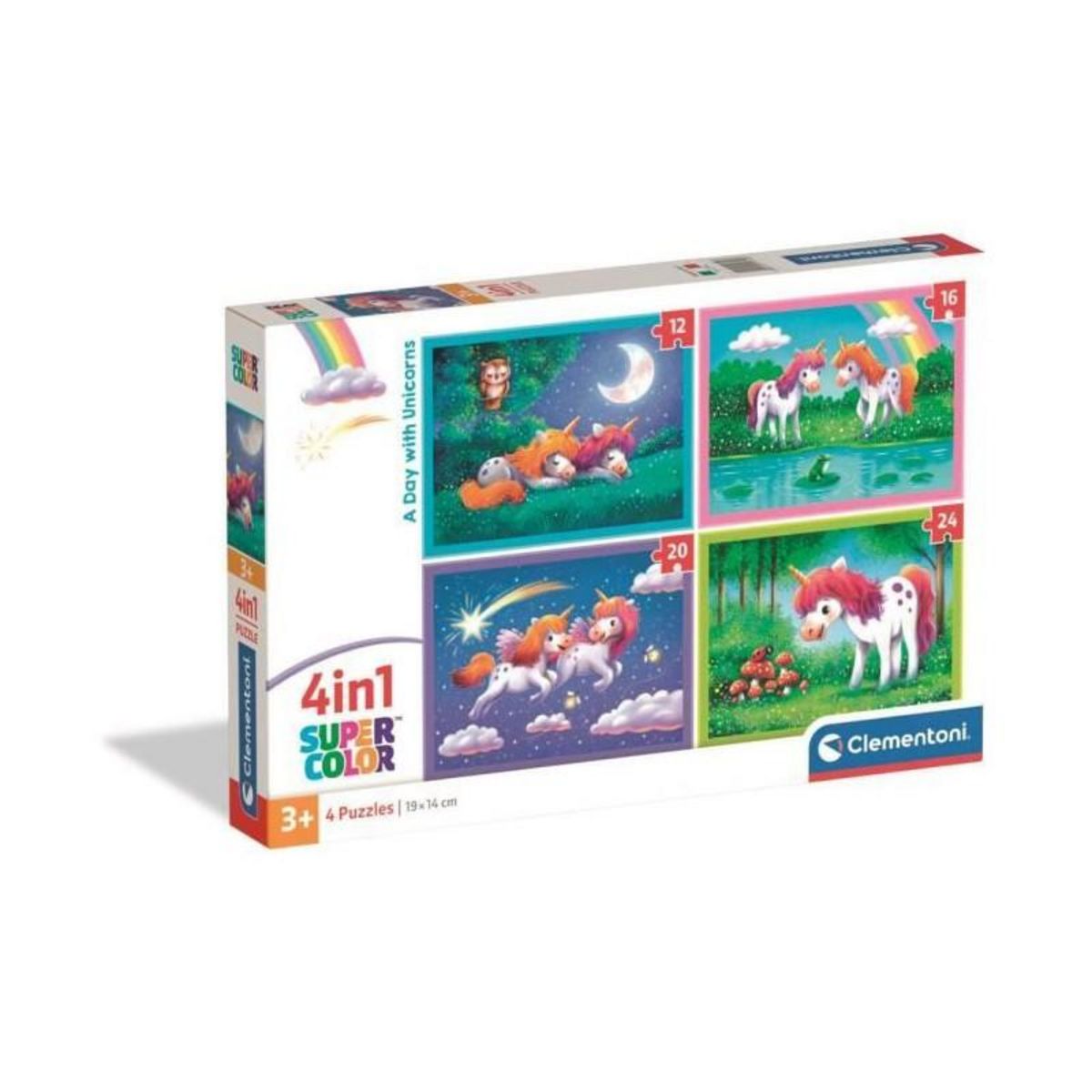CLEMENTONI CLEMENTONI - Puzzle 4 en 1 - A Day with Unicorns