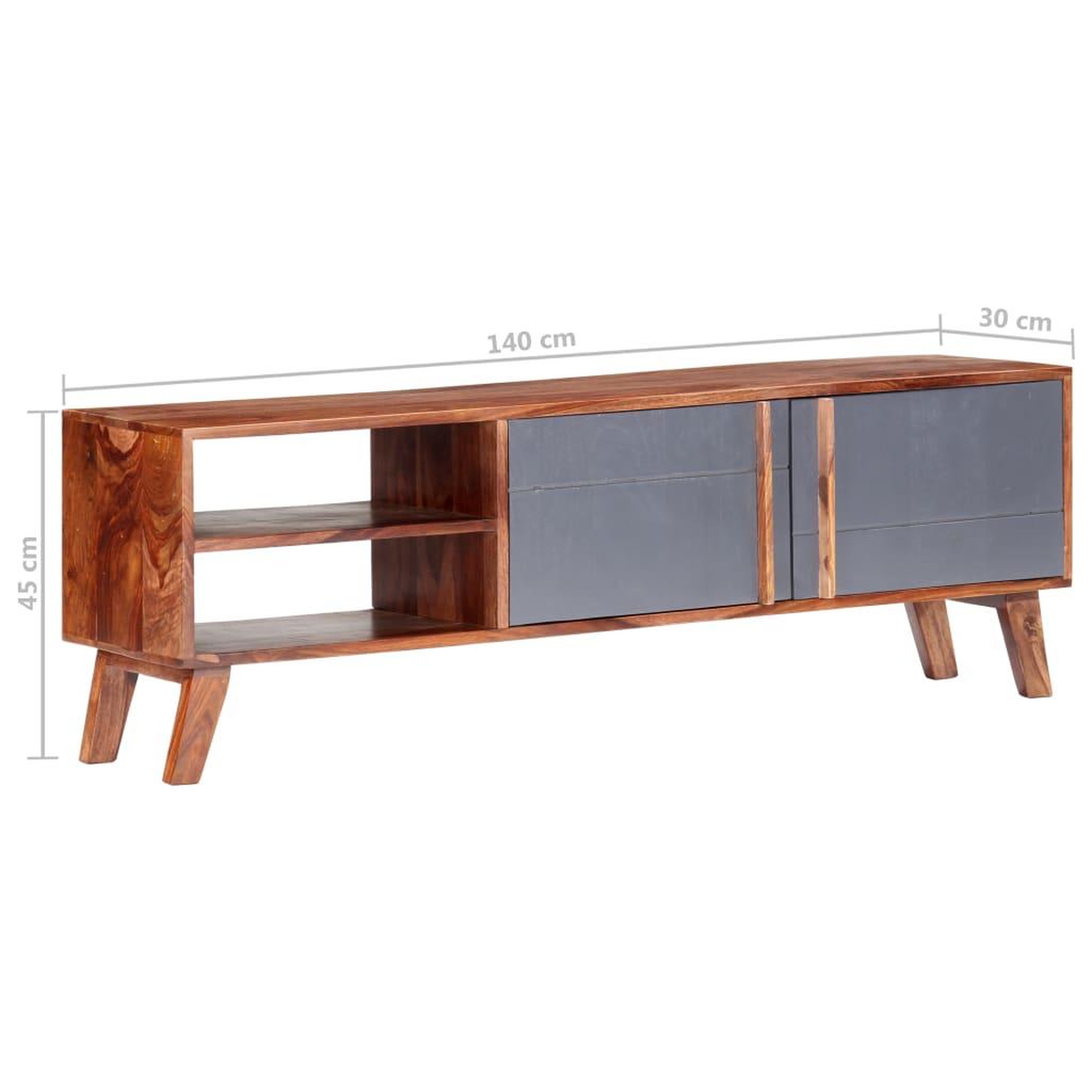 Voir la diapositive 6 : VIDAXL Meuble tv gris 140x30x45 cm bois solide