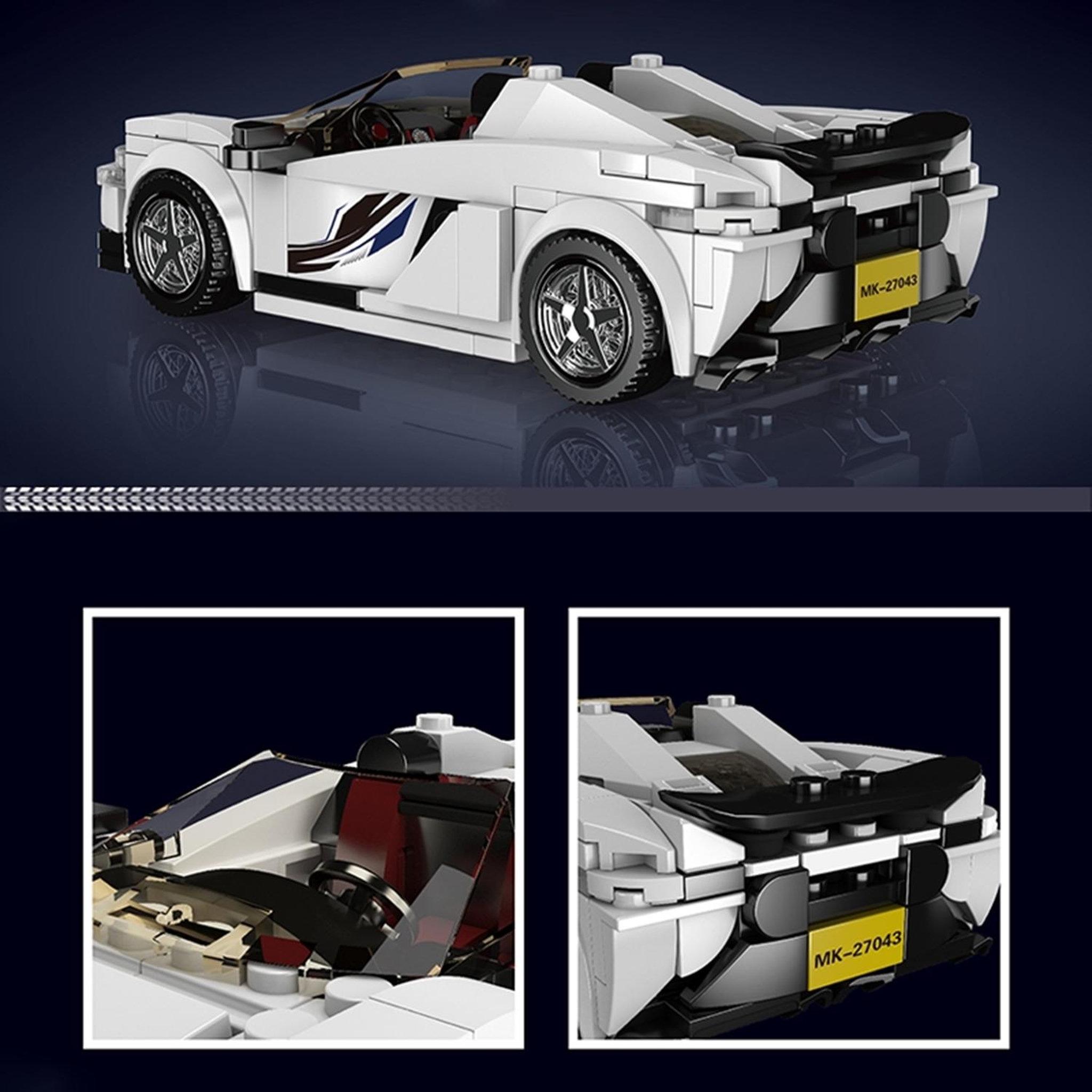 Voir la diapositive 3 : MOULD KING Voiture de sport 650S + vitrine