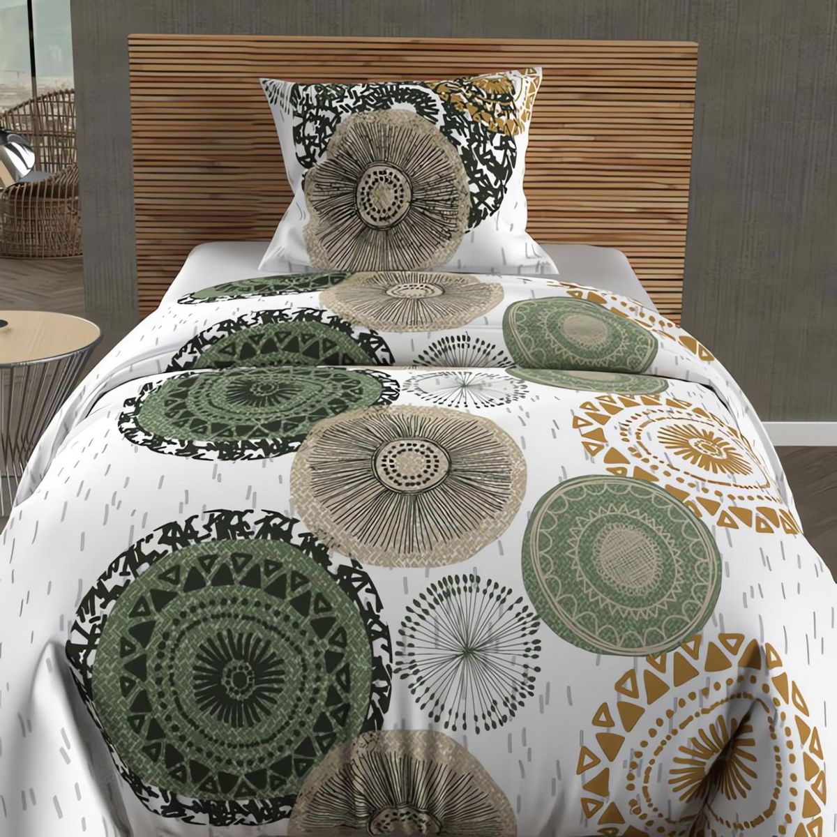 SOLEIL D'OCRE Parure housse de couette coton 57 fils MASSAI, par Soleil d'Ocre