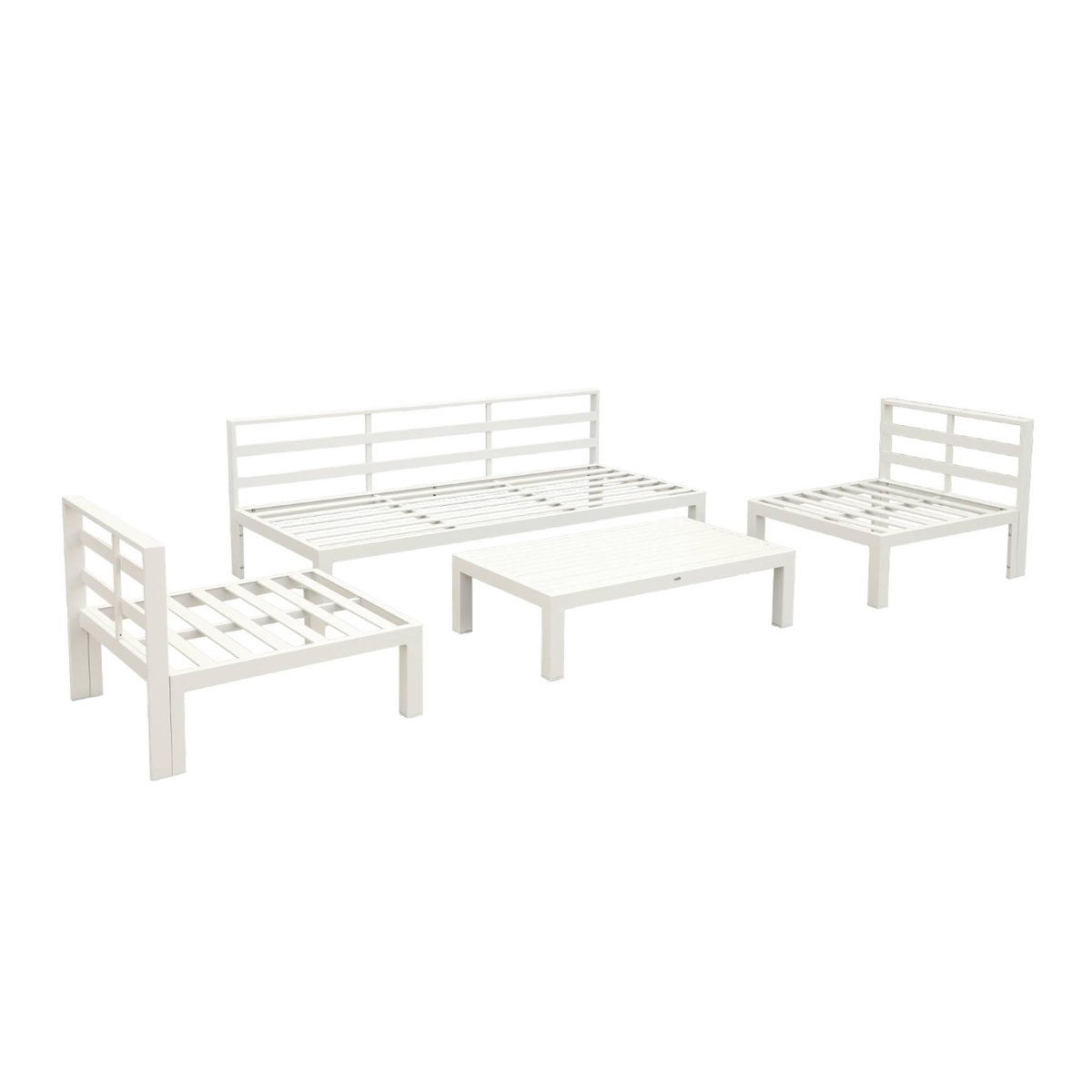 SWEEEK Salon de jardin 5 places en aluminium – assises profondes – Rieti