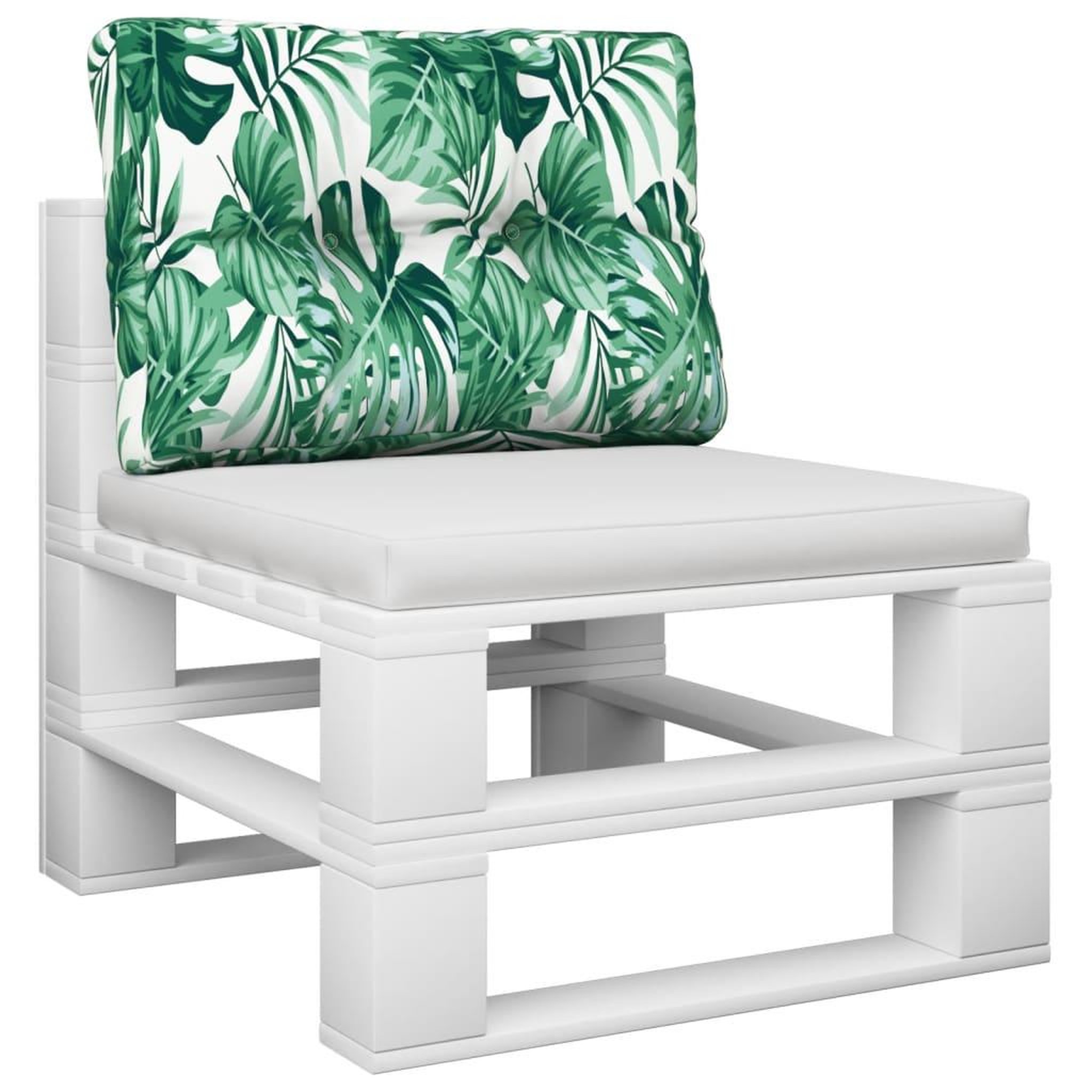 Voir la diapositive 3 : VIDAXL Coussin de palette motif de feuilles 50x40x12 cm tissu