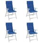 VIDAXL Coussins de chaise de jardin a dossier haut lot de 4 bleu royal