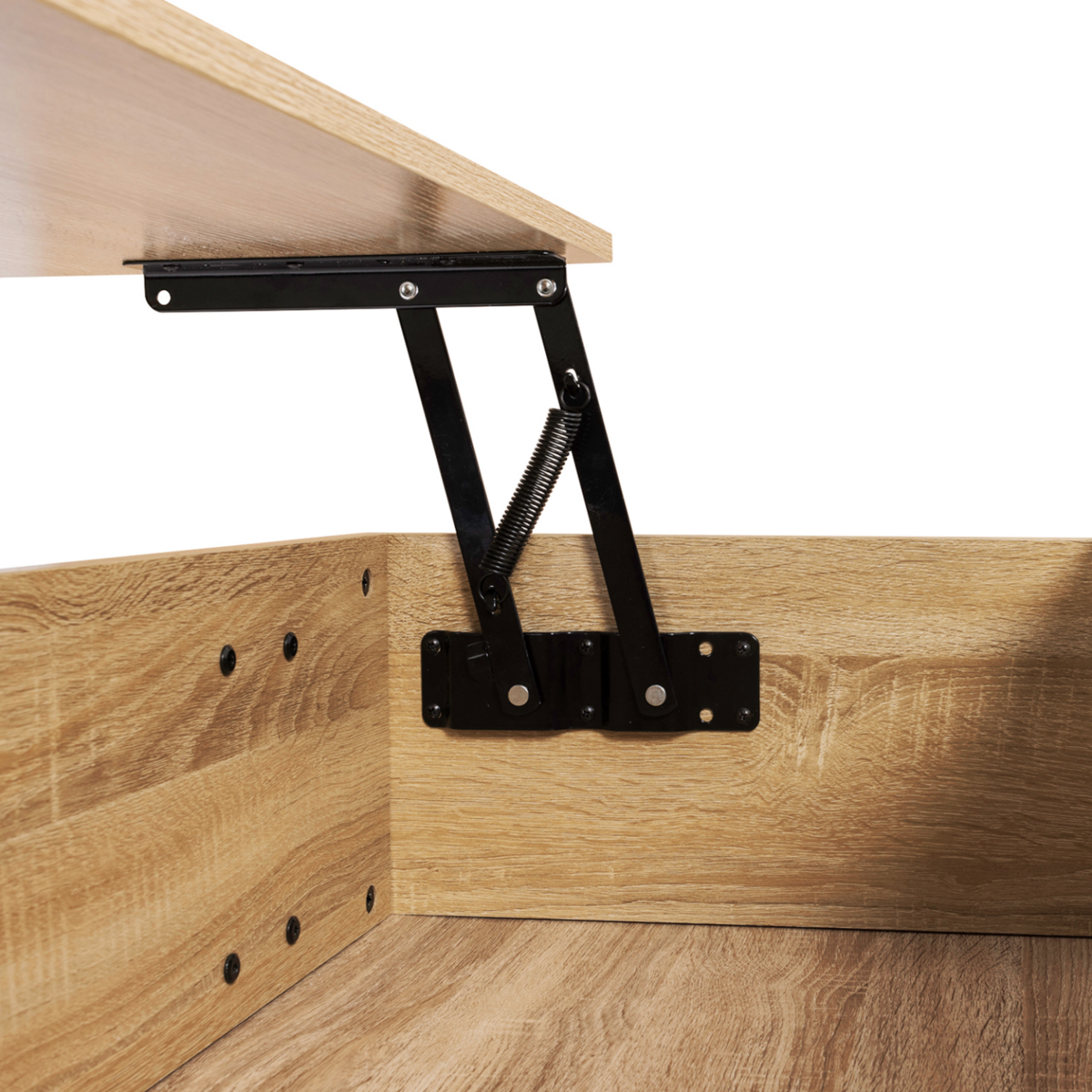 ID MARKET Table basse plateau relevable rectangulaire PHOENIX bois et blanc