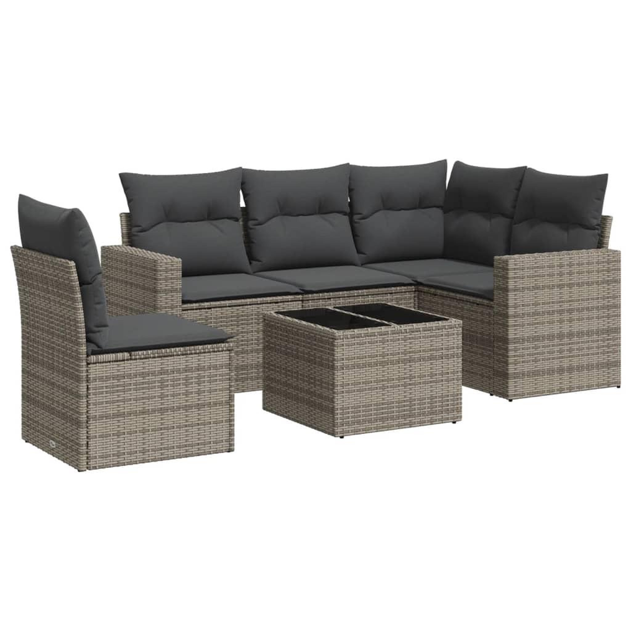 Voir la diapositive 2 : VIDAXL Salon de jardin 6 pcs avec coussins gris resine tressee