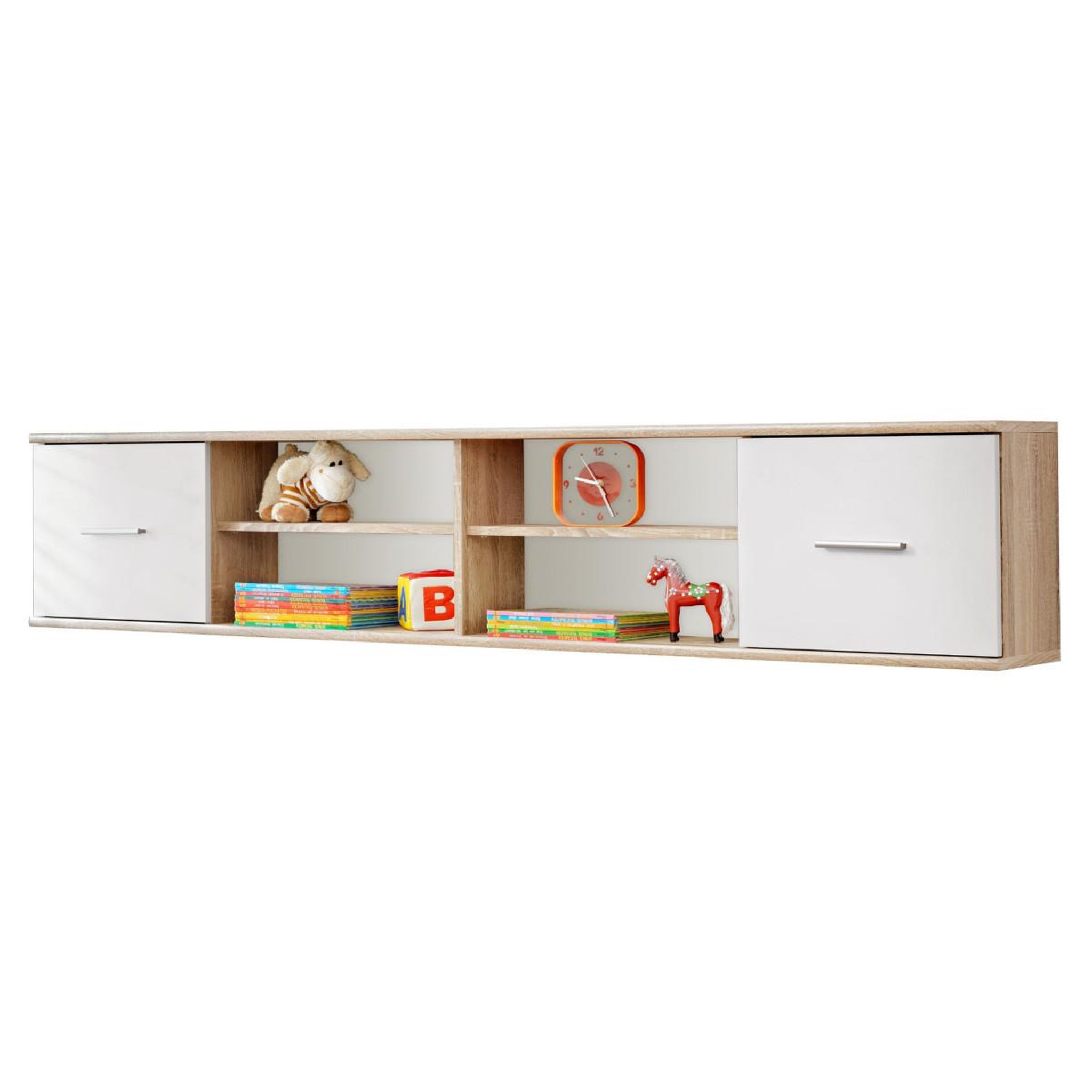 Paris Prix Étagère 2 niveaux & 2 portes  dino  204cm chêne & blanc