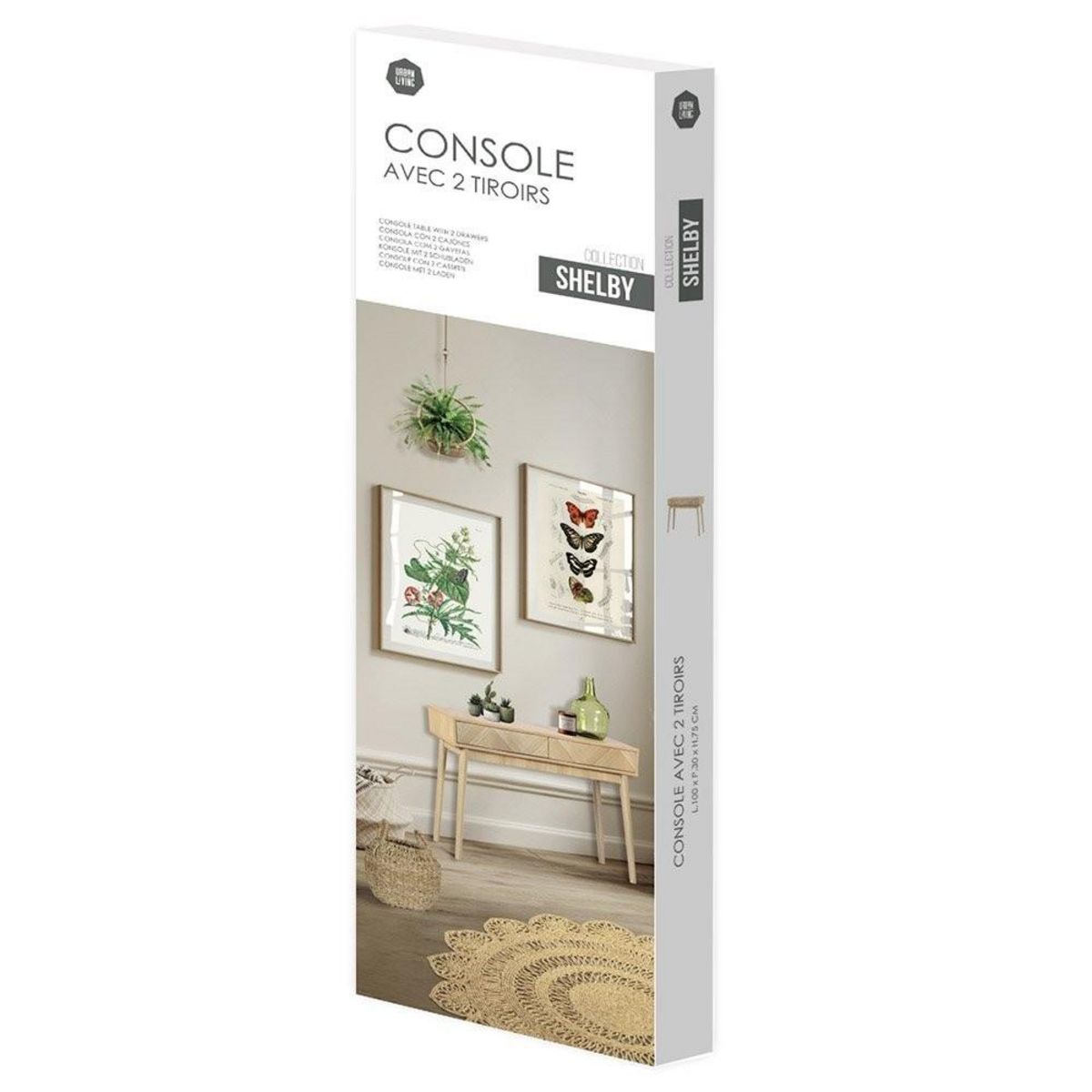 FORNORD Console 2 tiroirs Shelby