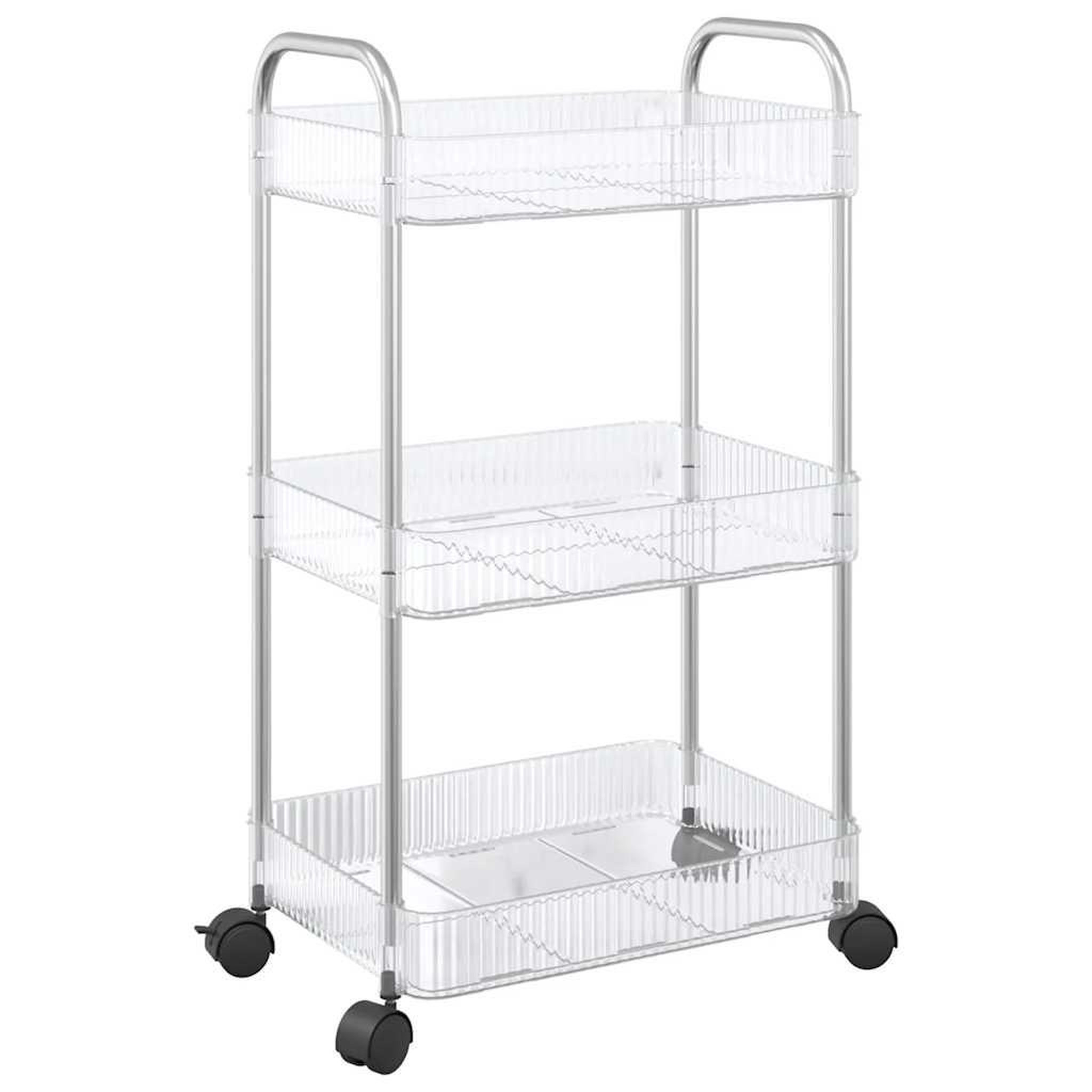 Voir la diapositive 2 : VIDAXL Chariot de rangement a 3 niveaux transparent acrylique
