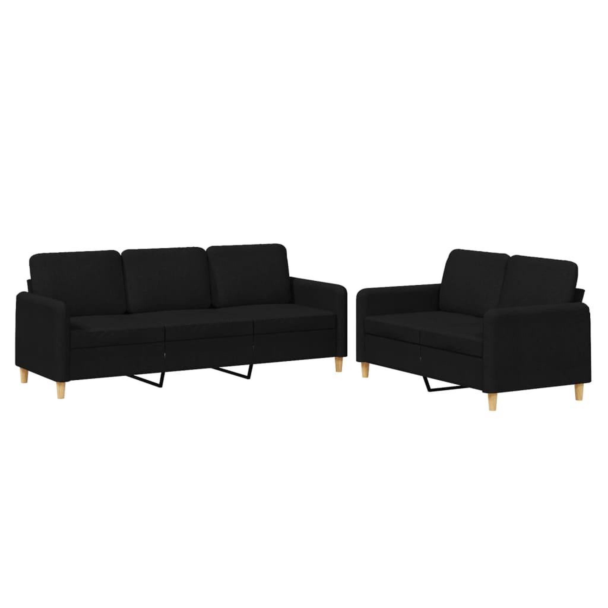 Voir la diapositive 2 : VIDAXL Ensemble de canapes 2 pcs avec coussins Noir Tissu