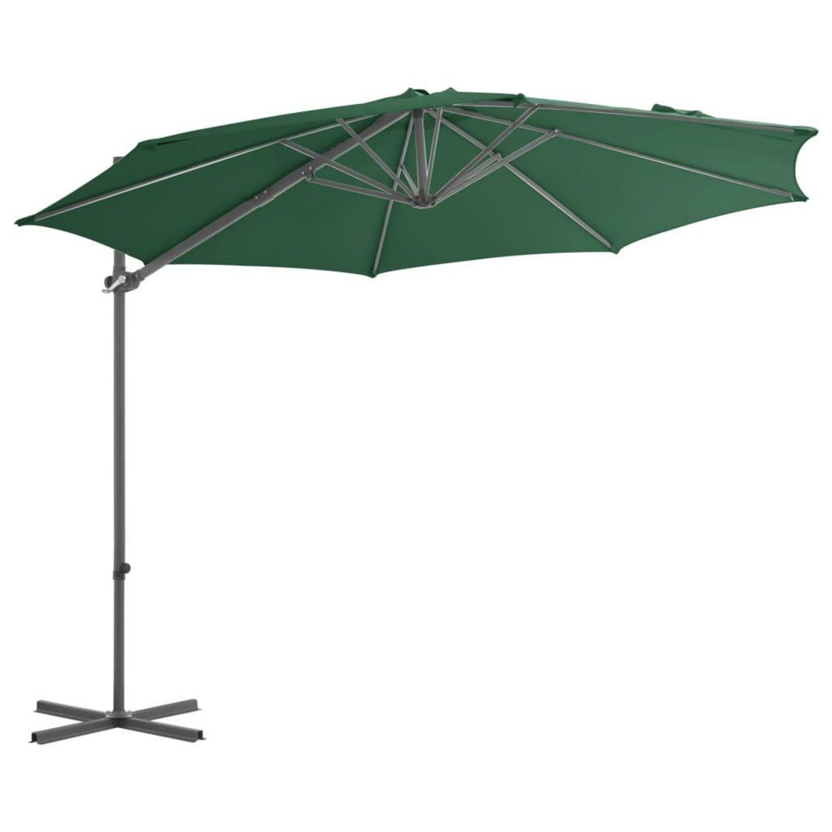 VIDAXL Parasol de jardin en porte-a-faux avec mat en acier vert