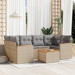 VIDAXL Salon de jardin avec coussins 7pcs melange beige resine tressee