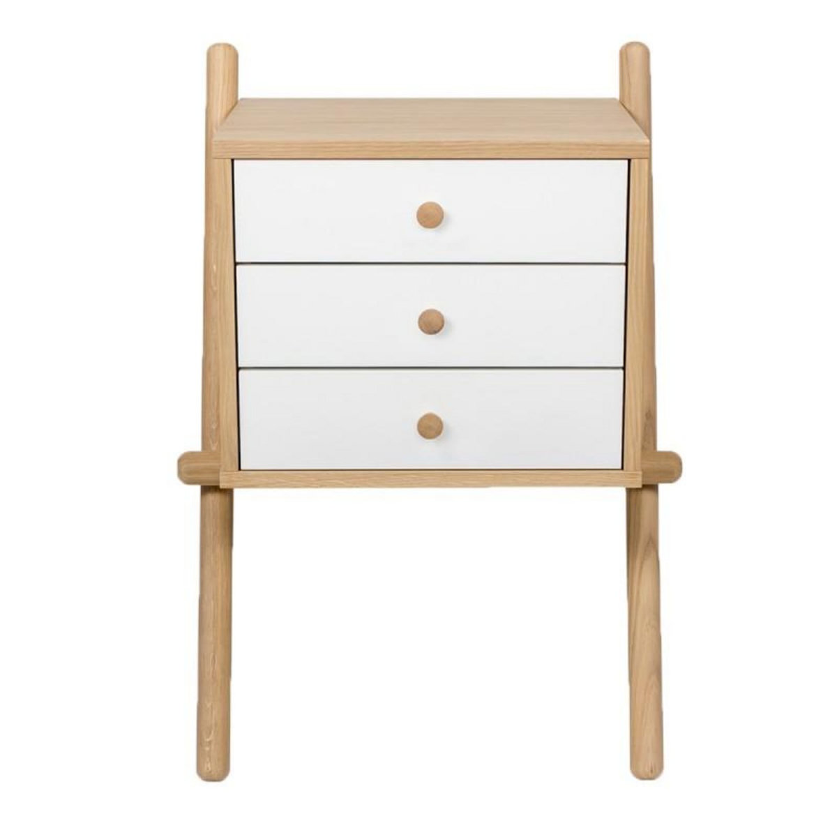 Paris Prix Table de Chevet Murale 3 Tiroirs  Wiru  70cm Chêne & Blanc