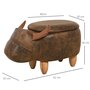 HOMCOM Tabouret vache - pouf vachette - pouf taureau coffre de rangement 2 en 1 - pieds bois d'hévéa revêtement synthétique aspect daim vieilli marron