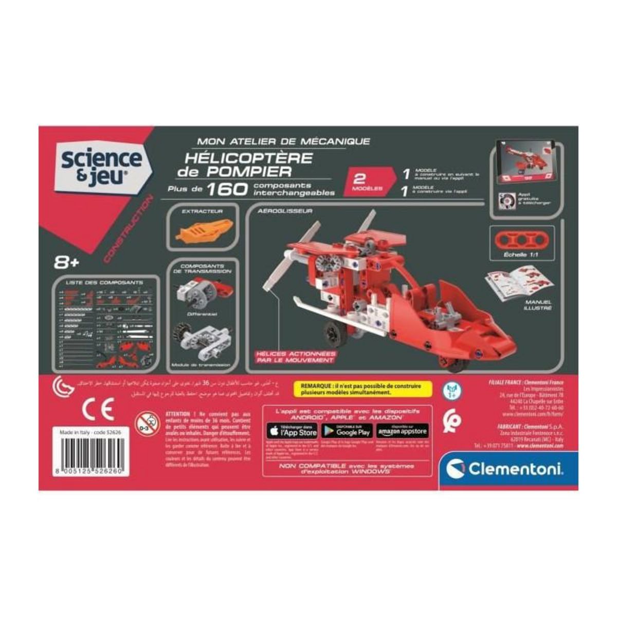 CLEMENTONI Jeu Clementoni - Hélicoptere de pompiers - 52626 - Des 8 ans