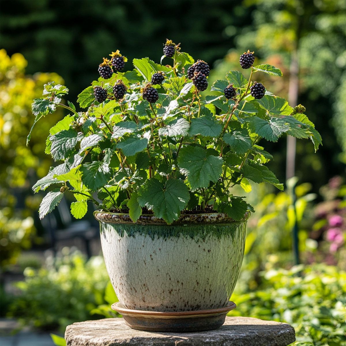 PLANT IN A BOX Mûrier - Set de 2 - Rubus fruticosus 'Thornfree' - Hauteur 50-60cm - ⌀15cm