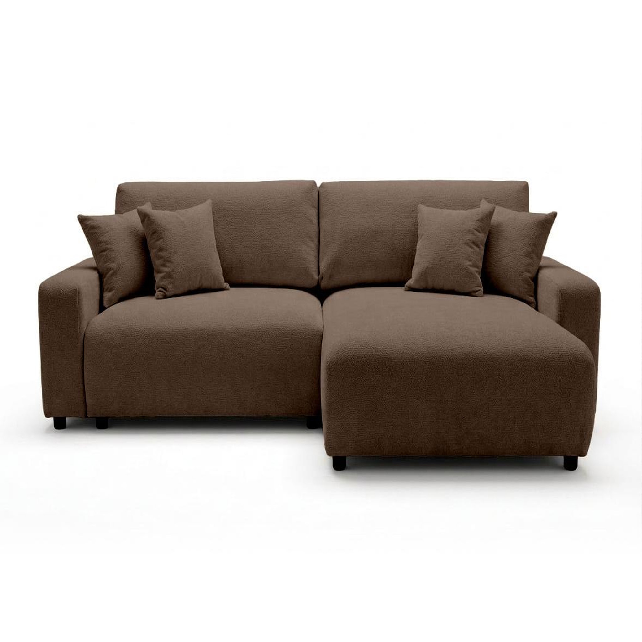 Voir la diapositive 5 : BEST MOBILIER Mini pivoine - canapé d'angle réversible 4 places convertible avec coffre en velours texturé