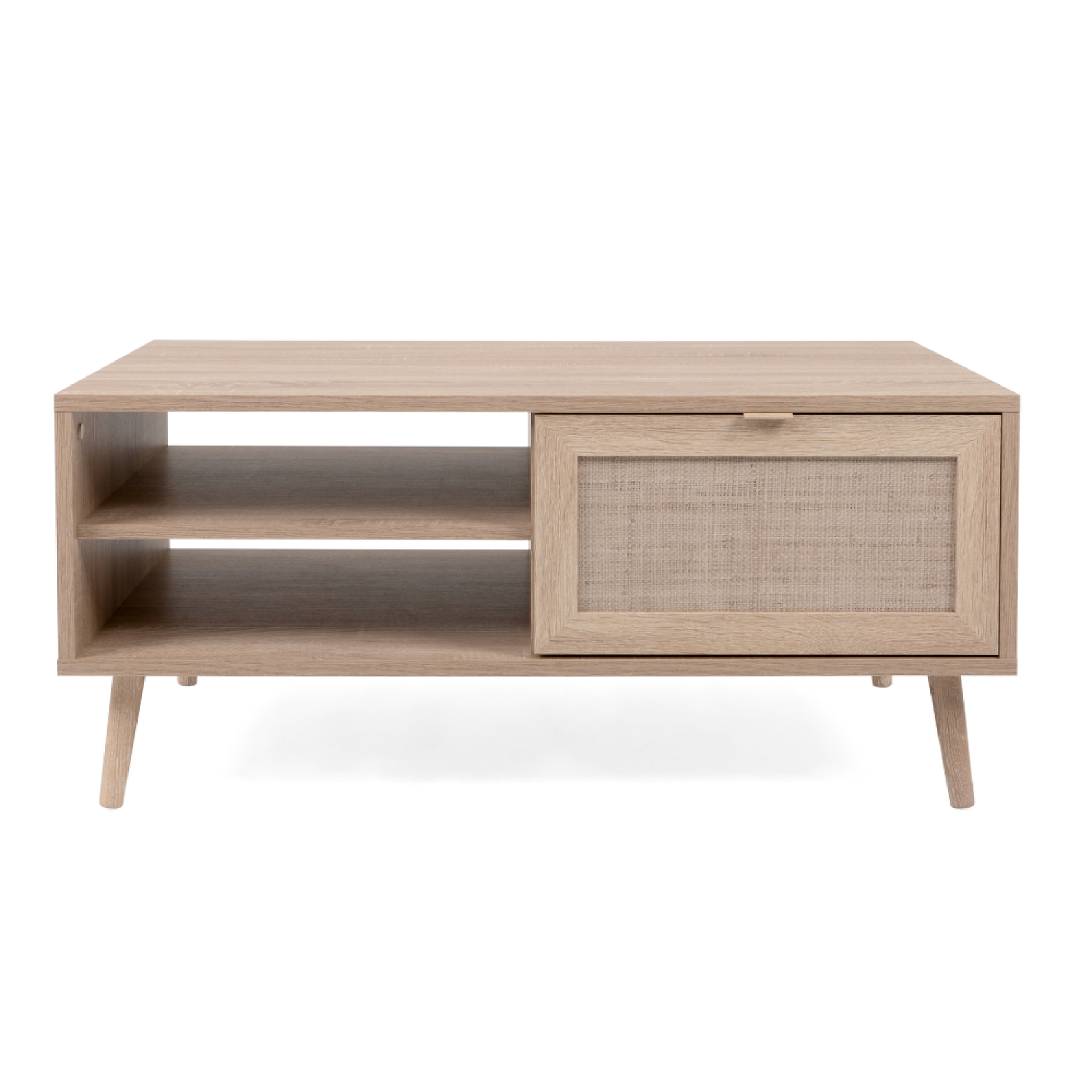 Voir la diapositive 1 : CONCEPT USINE Table basse en bois avec rangement effet cannage TIVAT