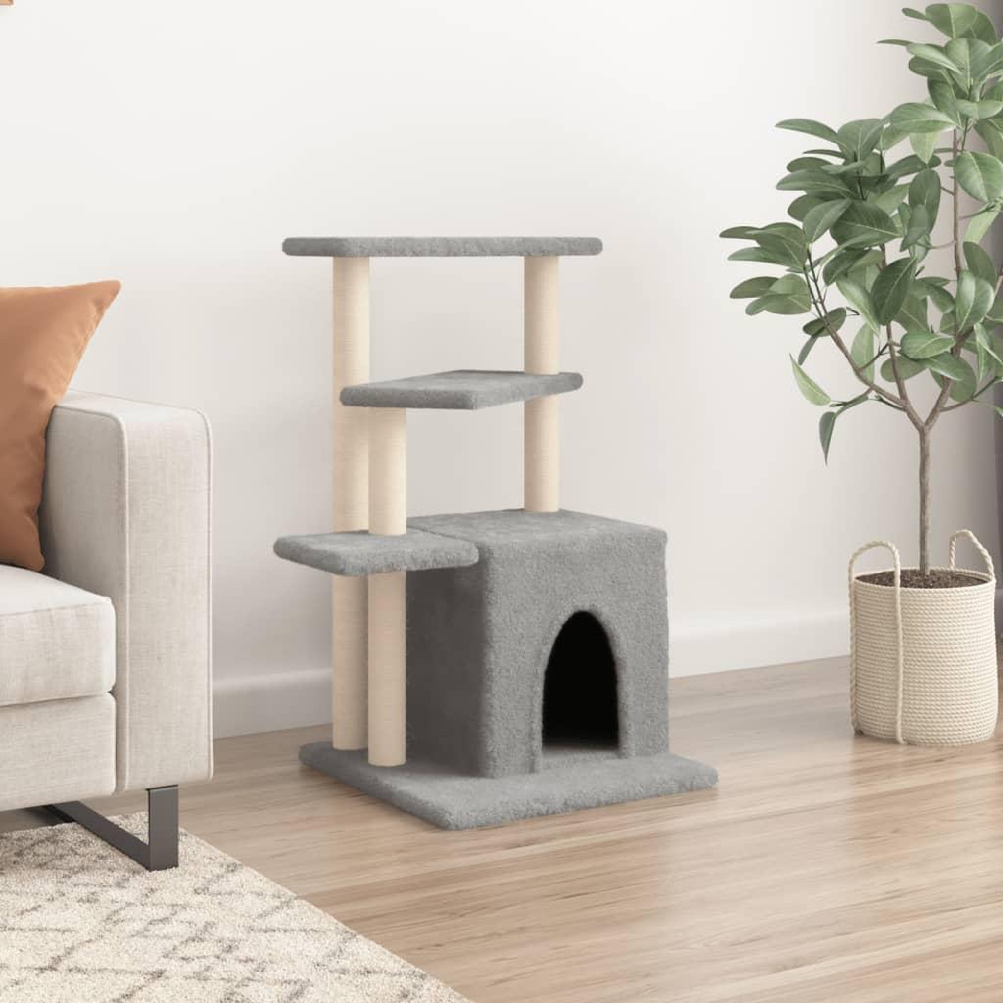Voir la diapositive 3 : VIDAXL Arbre a chat avec griffoirs en sisal gris clair 83,5 cm