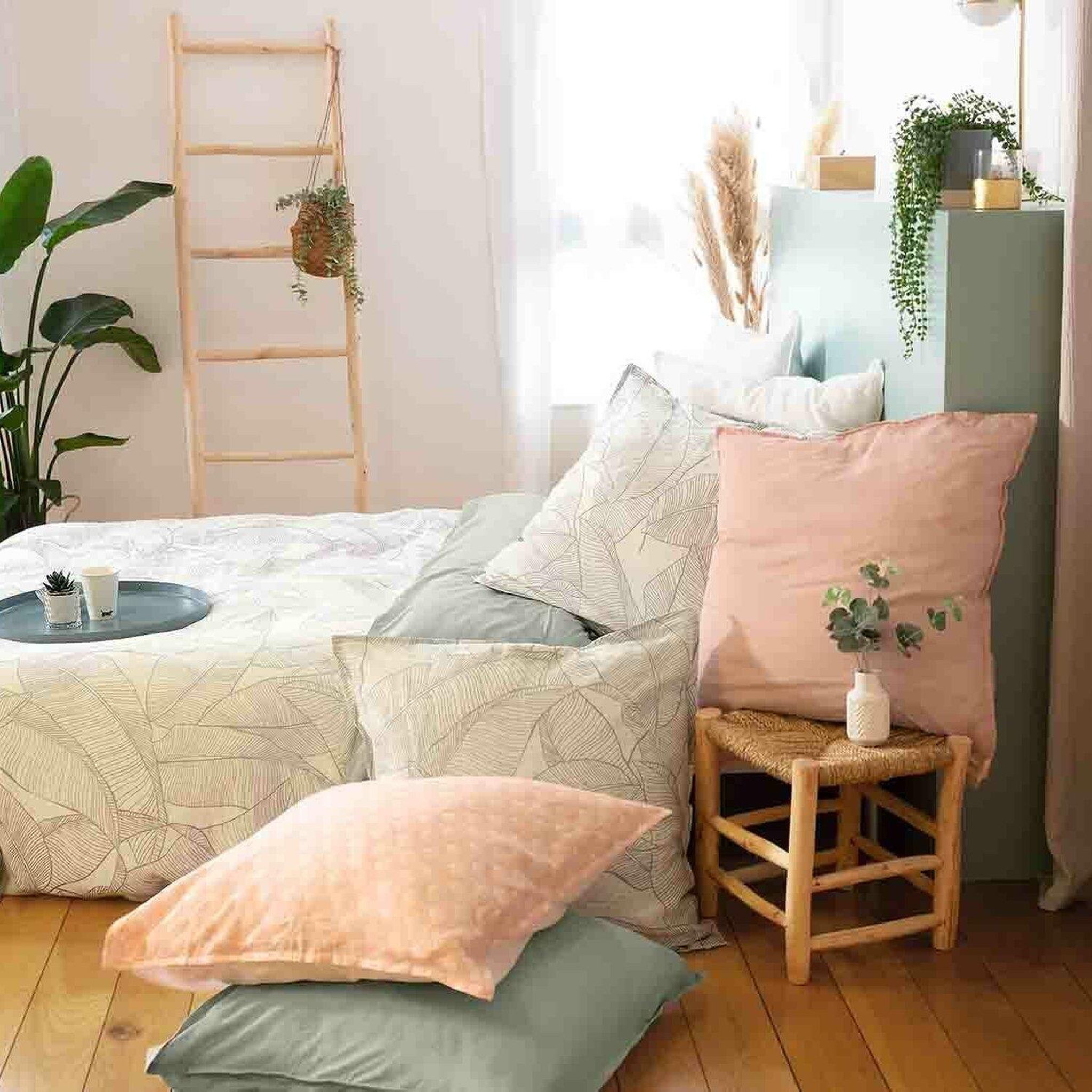 Voir la diapositive 6 : Home collection Parure housse de couette coton-lin lavé 115g/m² + coton lavé 57 fils/cm² pampelune