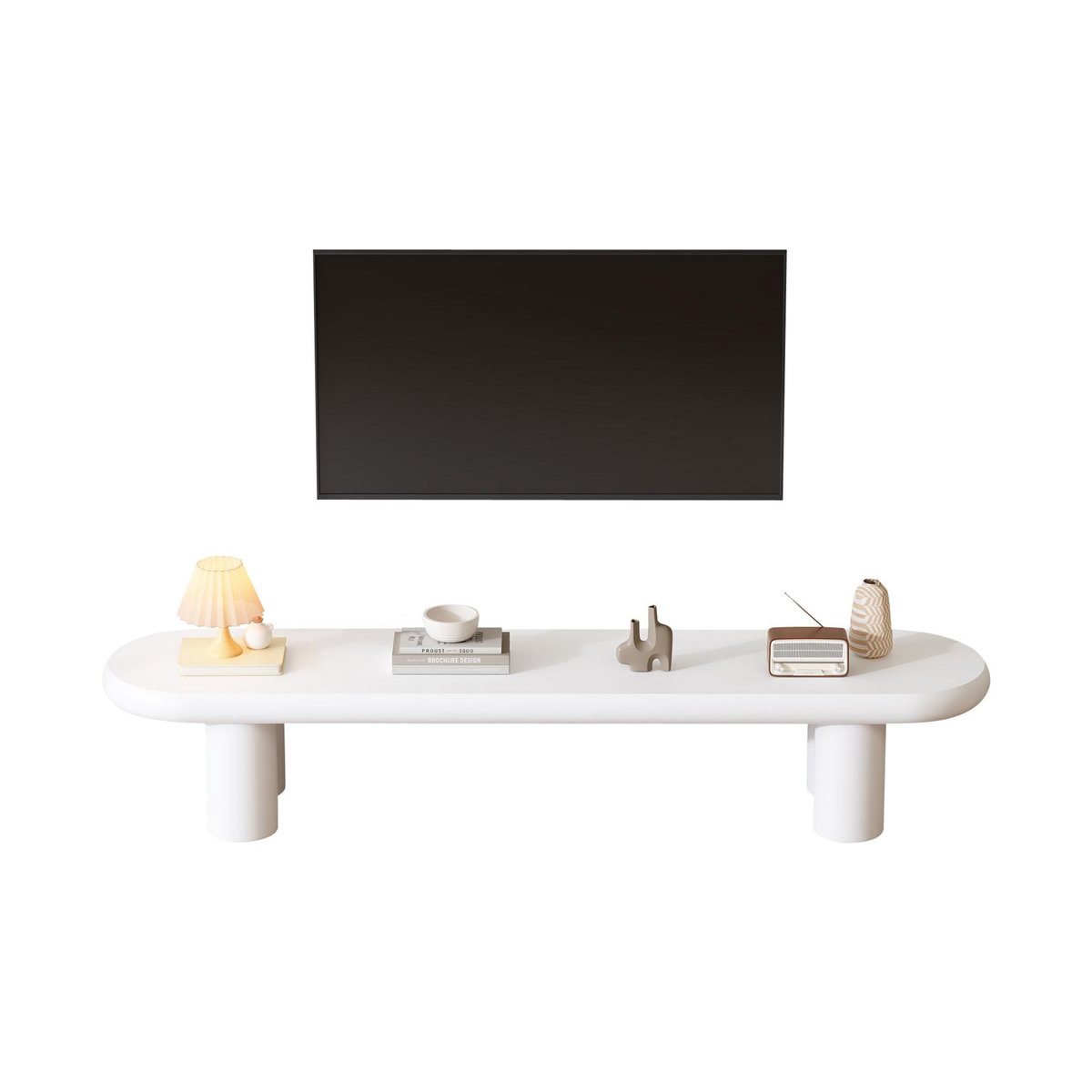 MERAX Table basse ovale blanc - 40x160 cm mdf