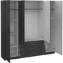 Voir la diapositive 4 : MARKET24 Armoire VEGA - Décor Gris anthracite - 4 portes + 3 tiroirs - L 195,5 x P 49,6 x H 200,4 cm