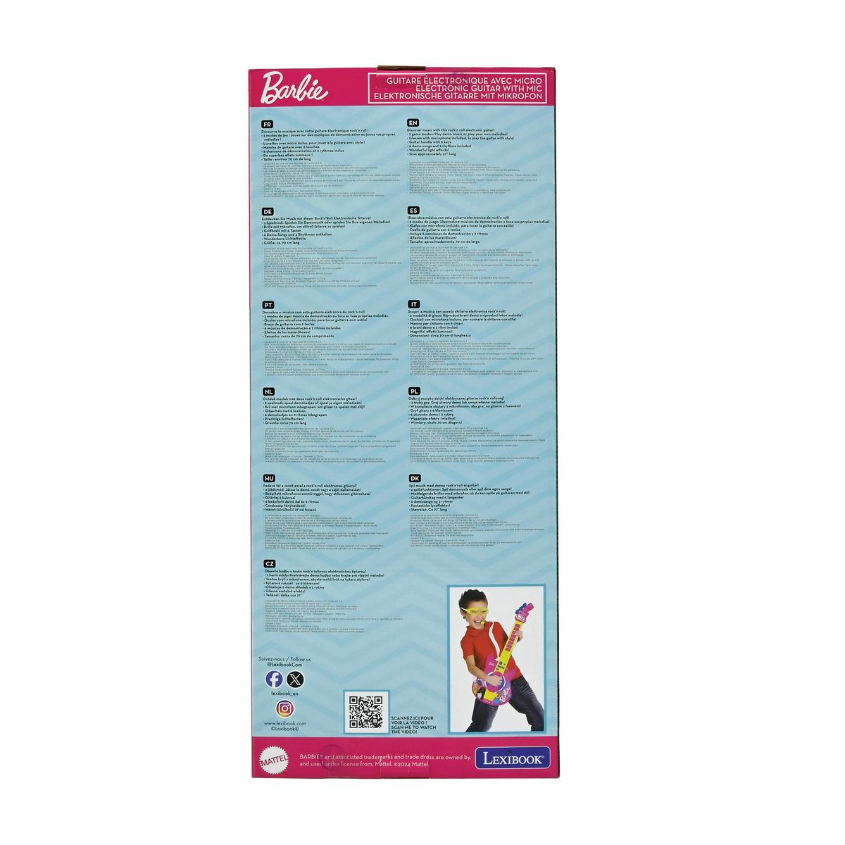 Lexibook Guitare Électronique Lumineuse avec lunettes et micro Barbie